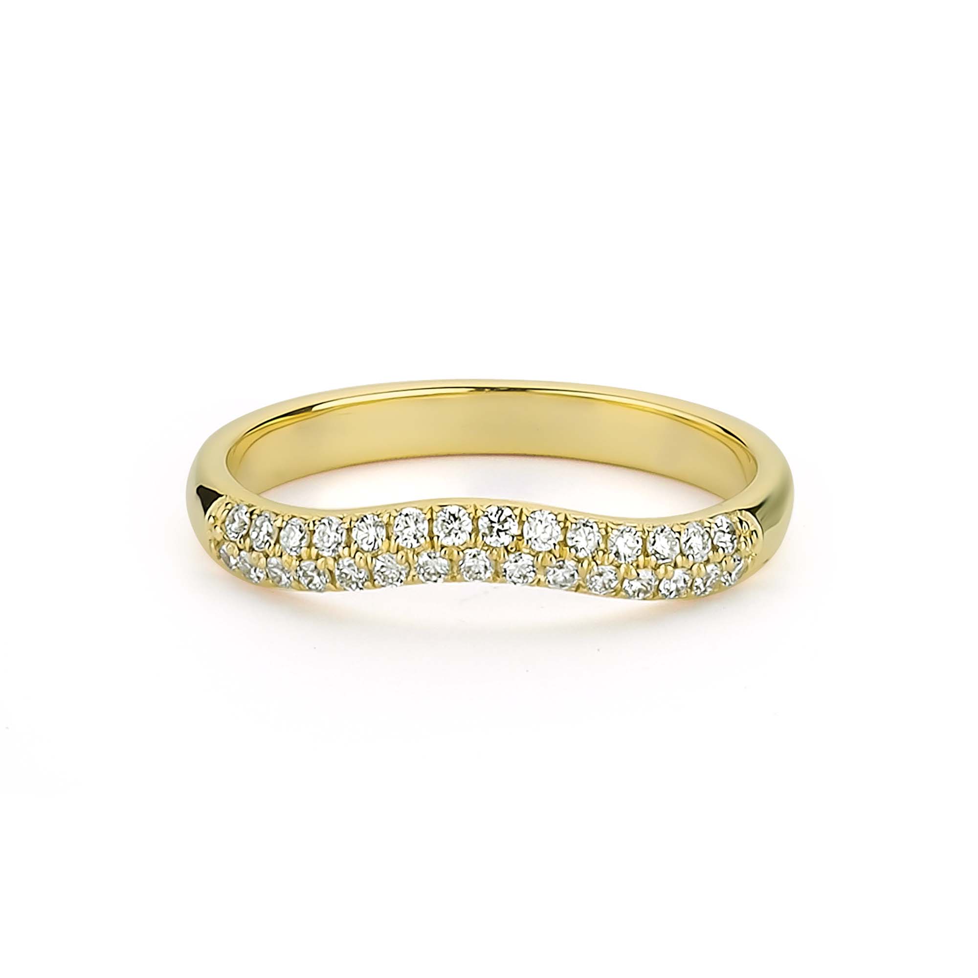 14k Solid Gold Domed Pave Wedding Ring