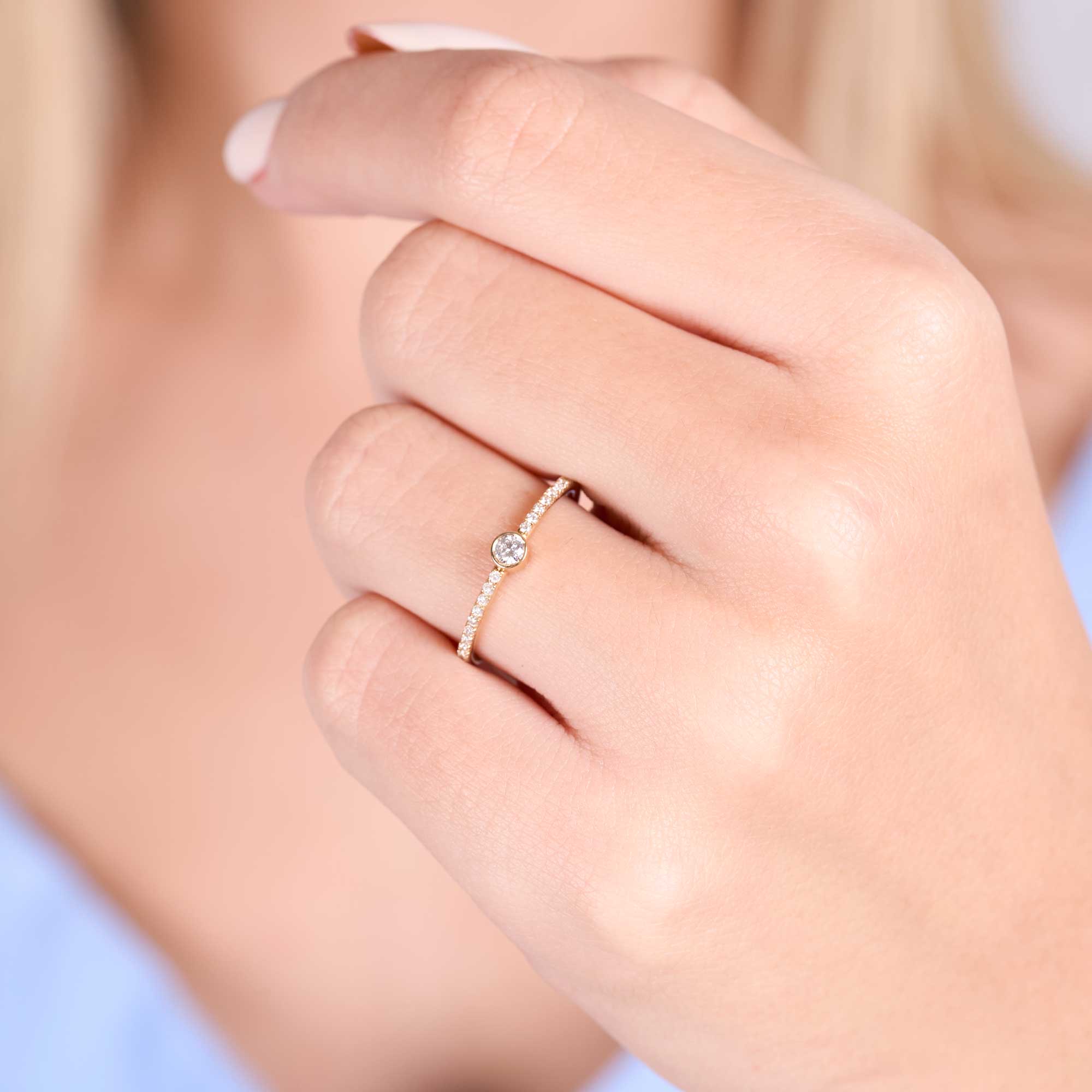 Bezel Set Diamond Engagement Ring in 14k