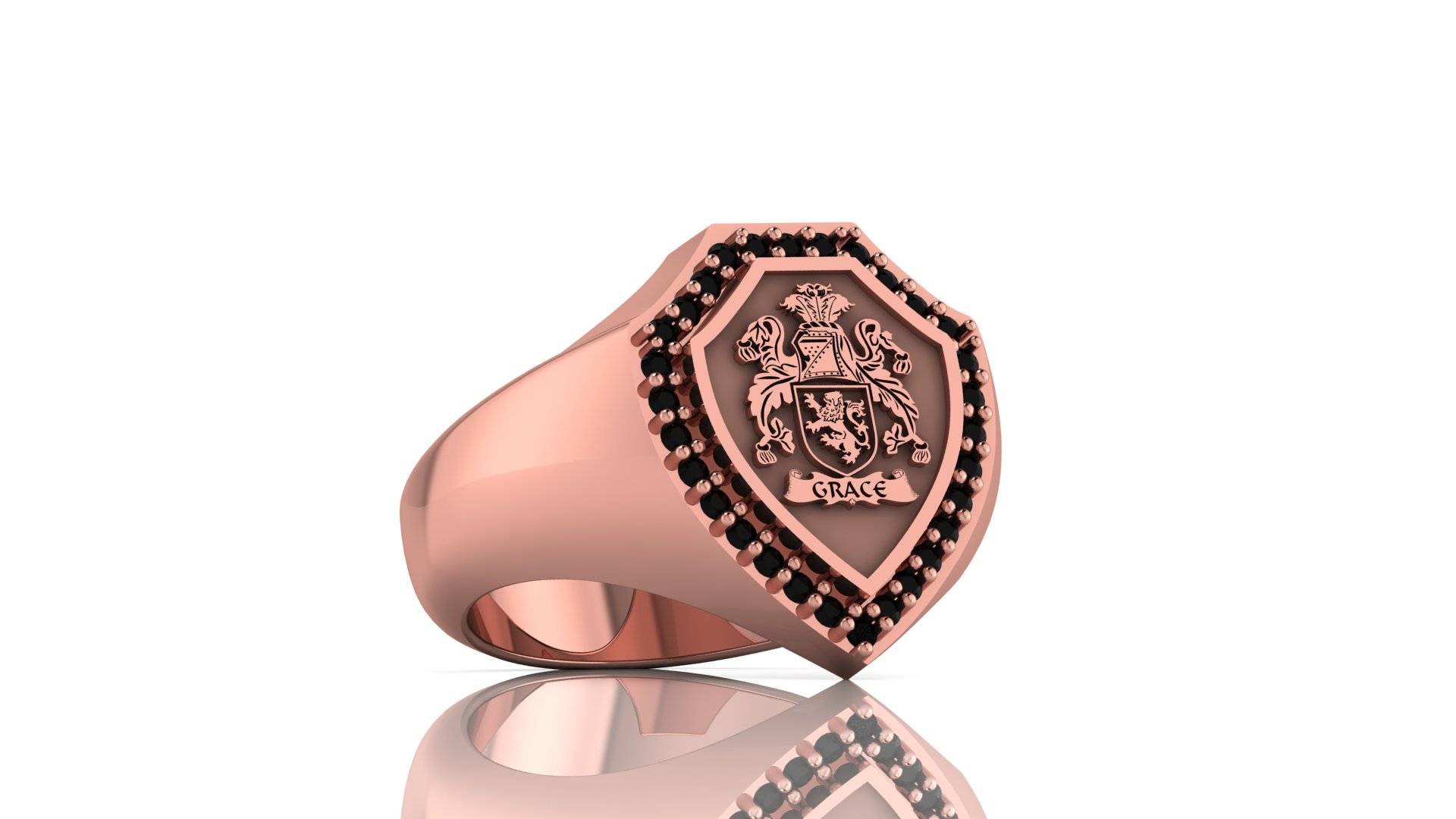 Crest Signet Ring Personalized
