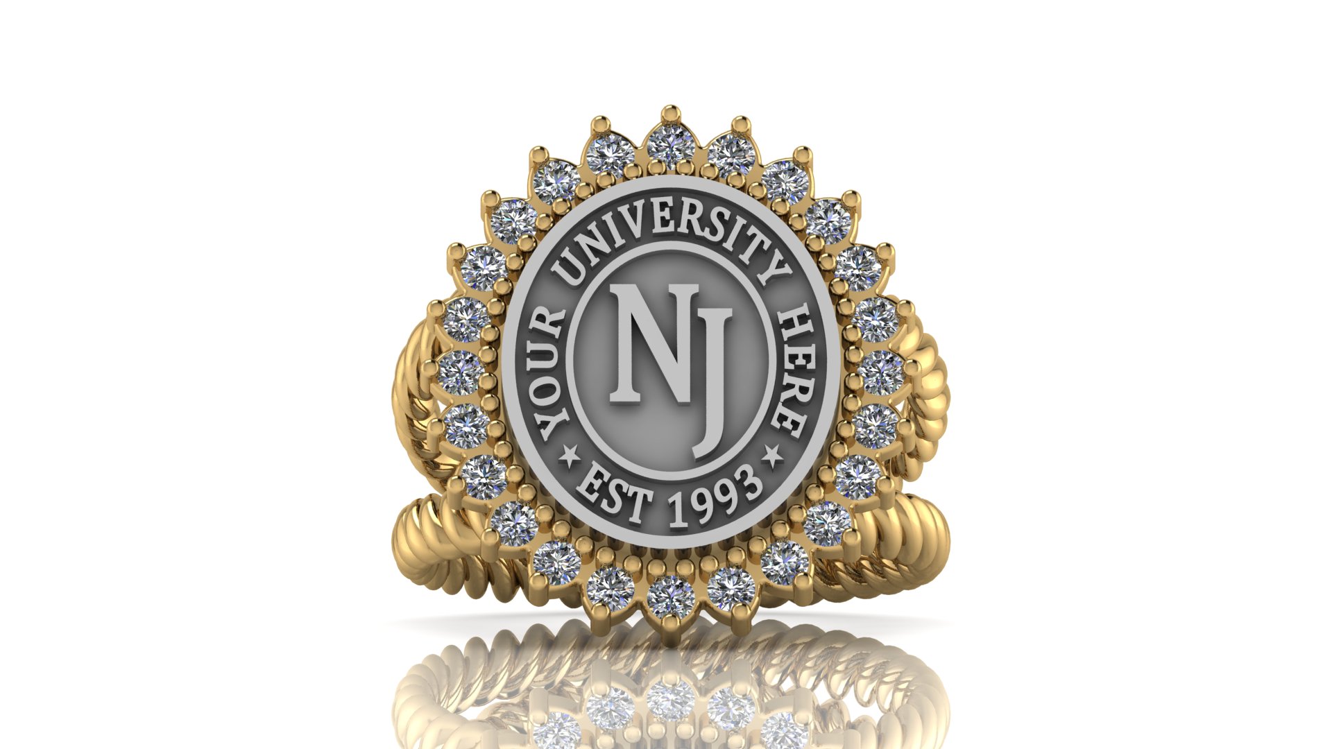 Custom College Ring with Personal Engraving-Style 6