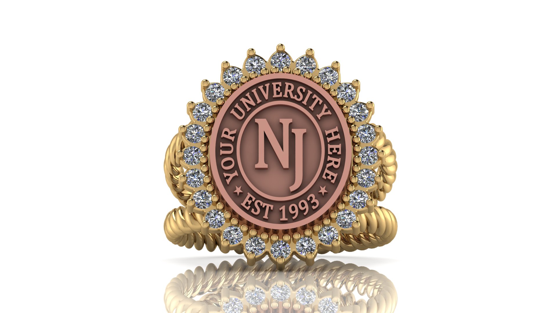 Custom College Ring with Personal Engraving-Style 6