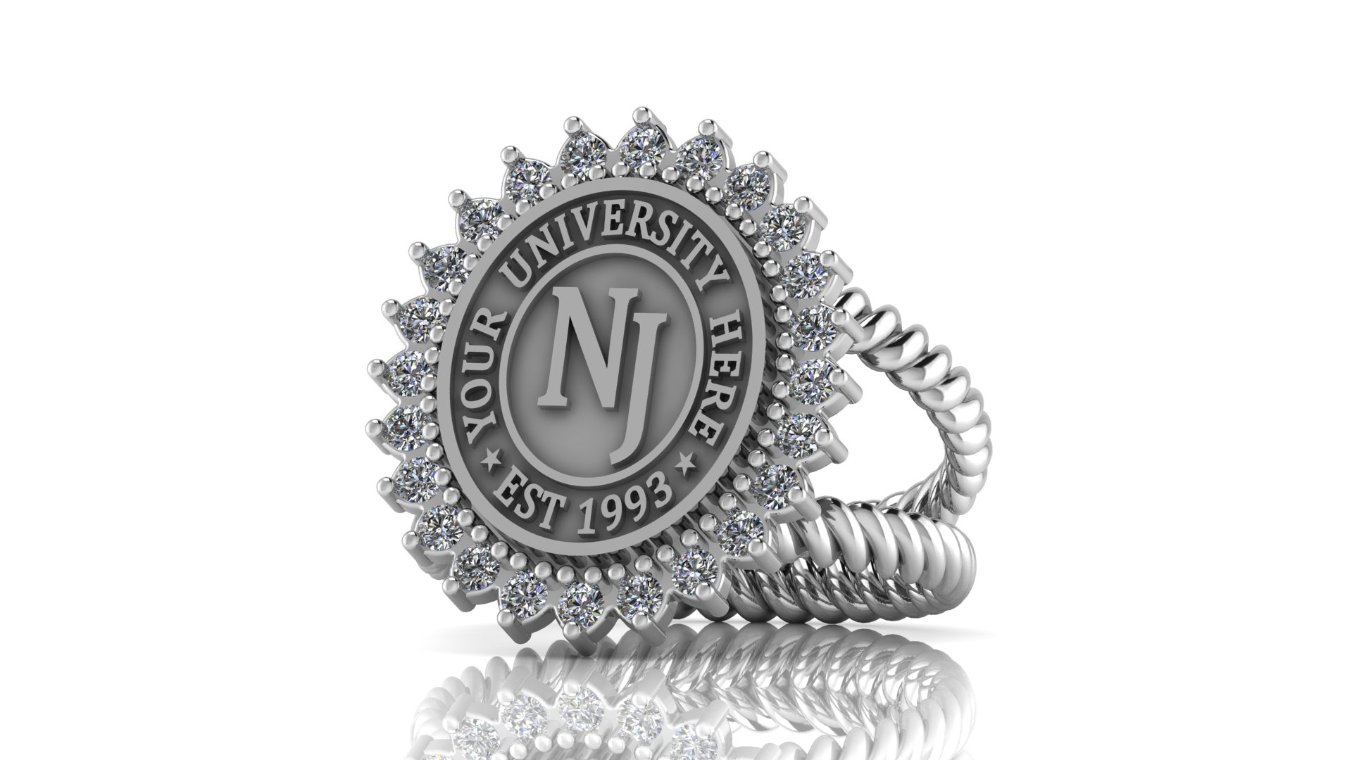 Custom College Ring with Personal Engraving-Style 6
