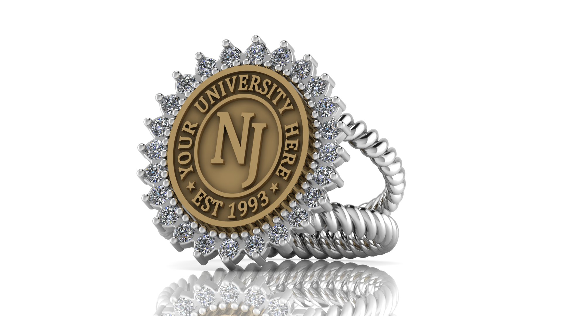 Custom College Ring with Personal Engraving-Style 6