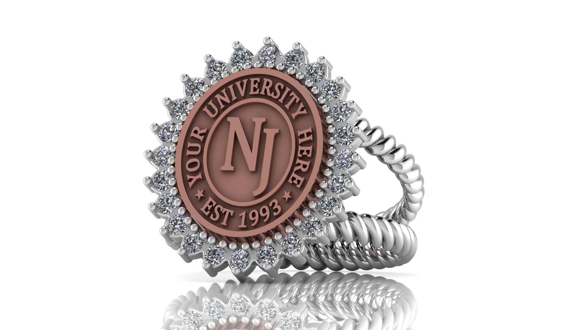 Custom College Ring with Personal Engraving-Style 6