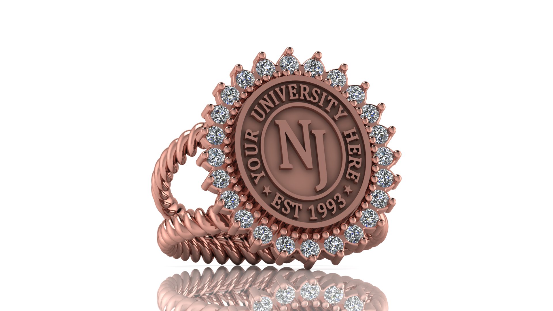 Custom College Ring with Personal Engraving-Style 6