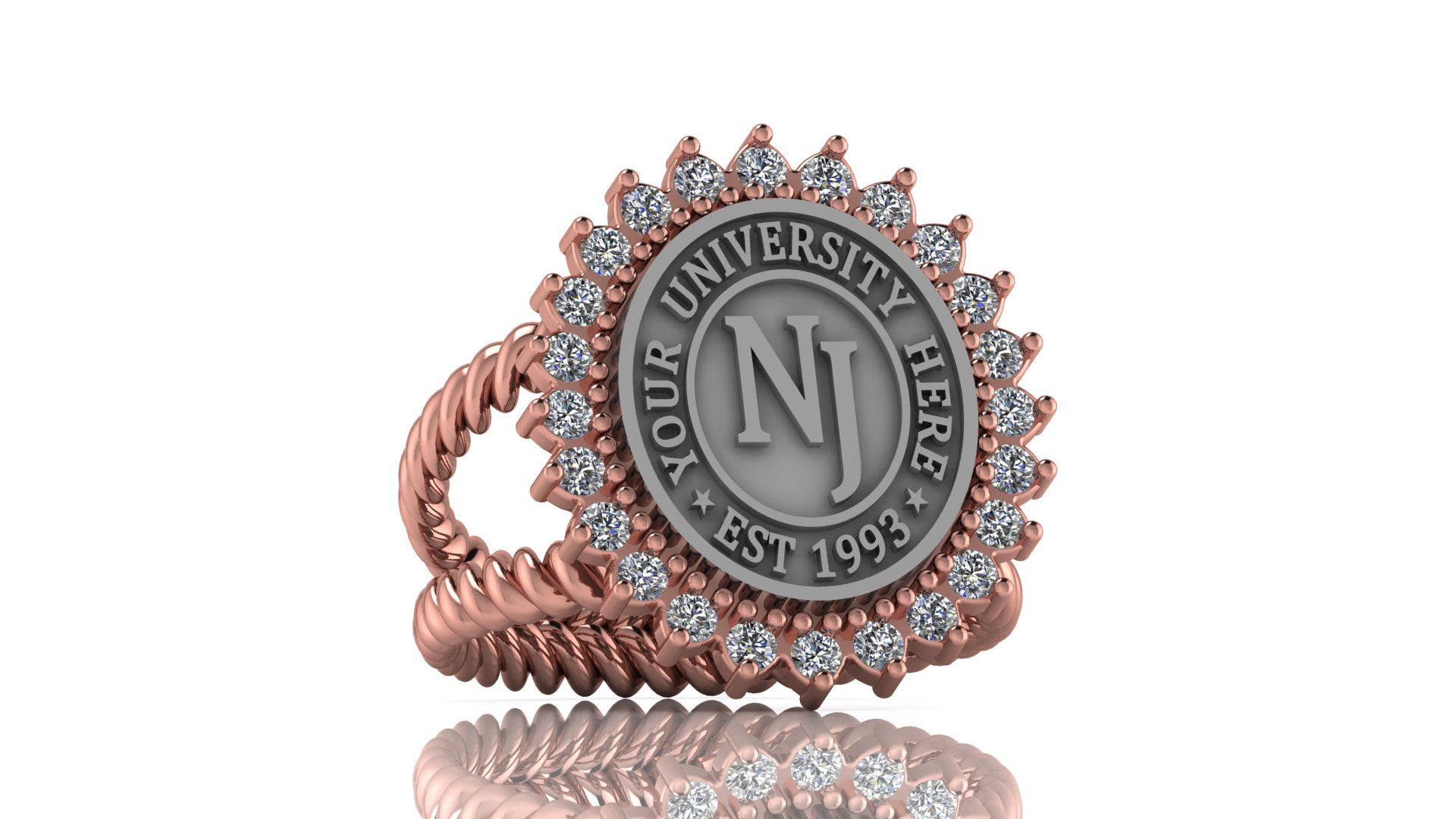 Custom College Ring with Personal Engraving-Style 6
