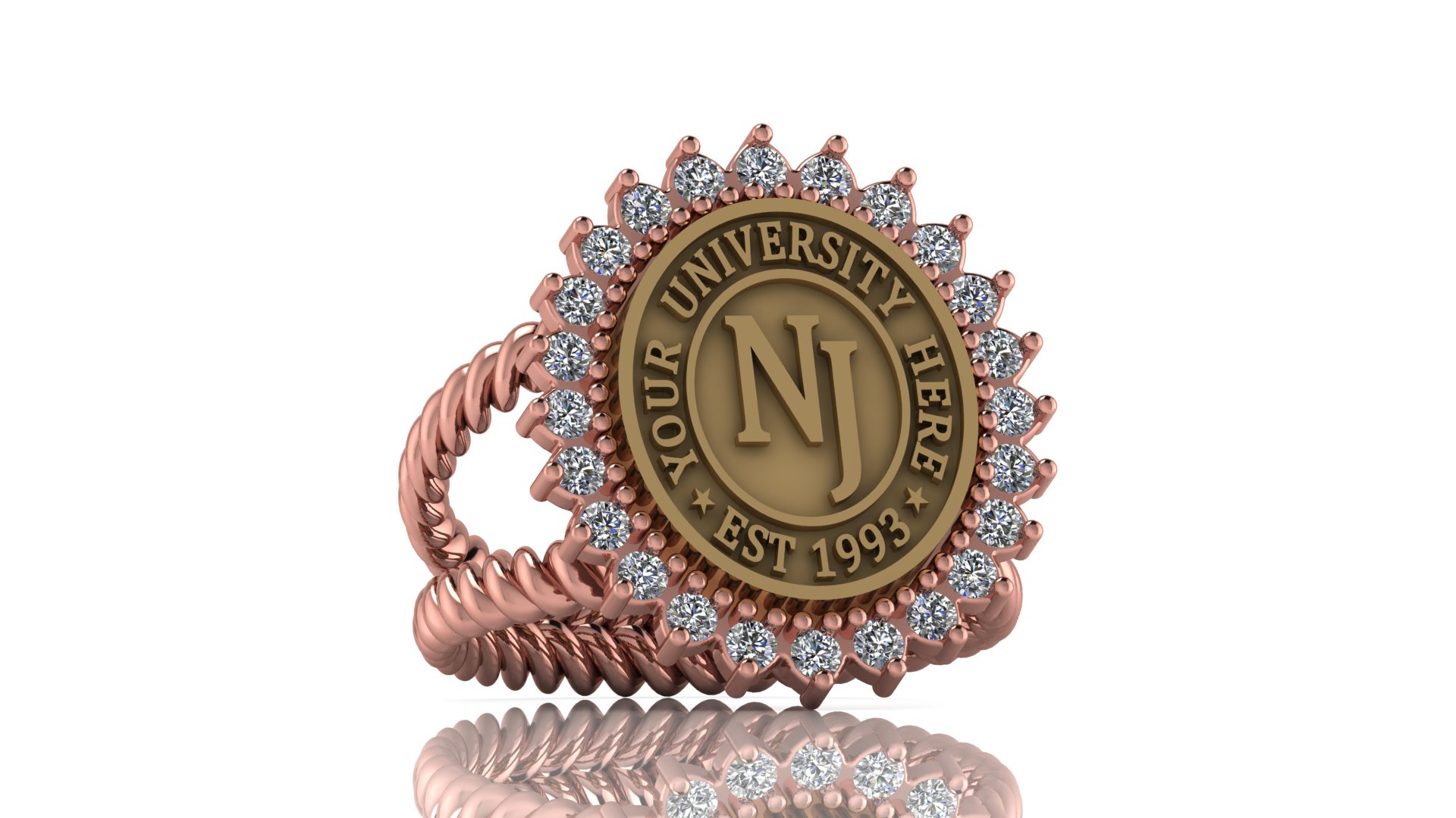 Custom College Ring with Personal Engraving-Style 6