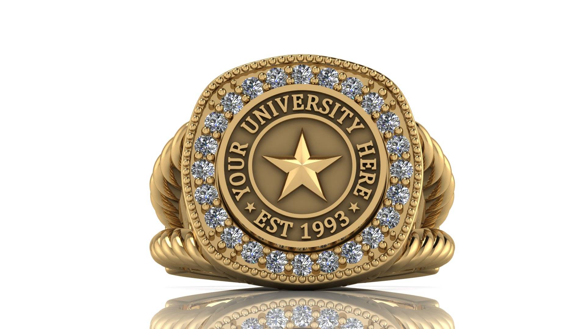 Custom Gold & Silver University Ring for US Graduates
