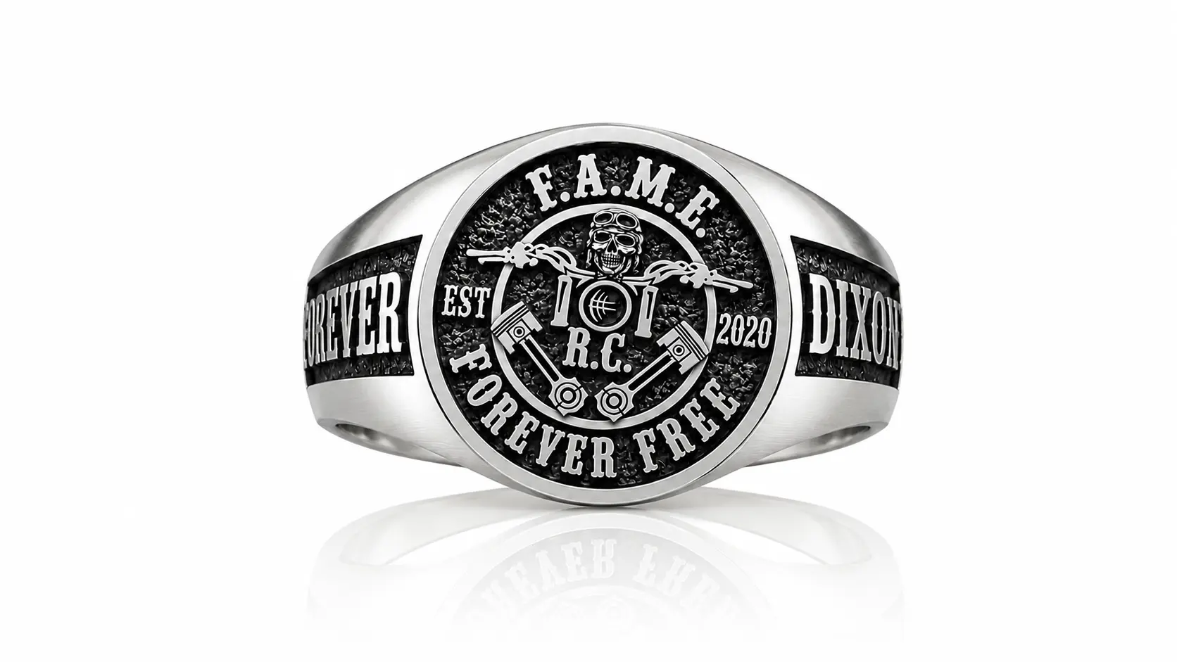 Custom Motorcycle Club Signet Ring-Personalized Biker Ring-Sterling Silver 