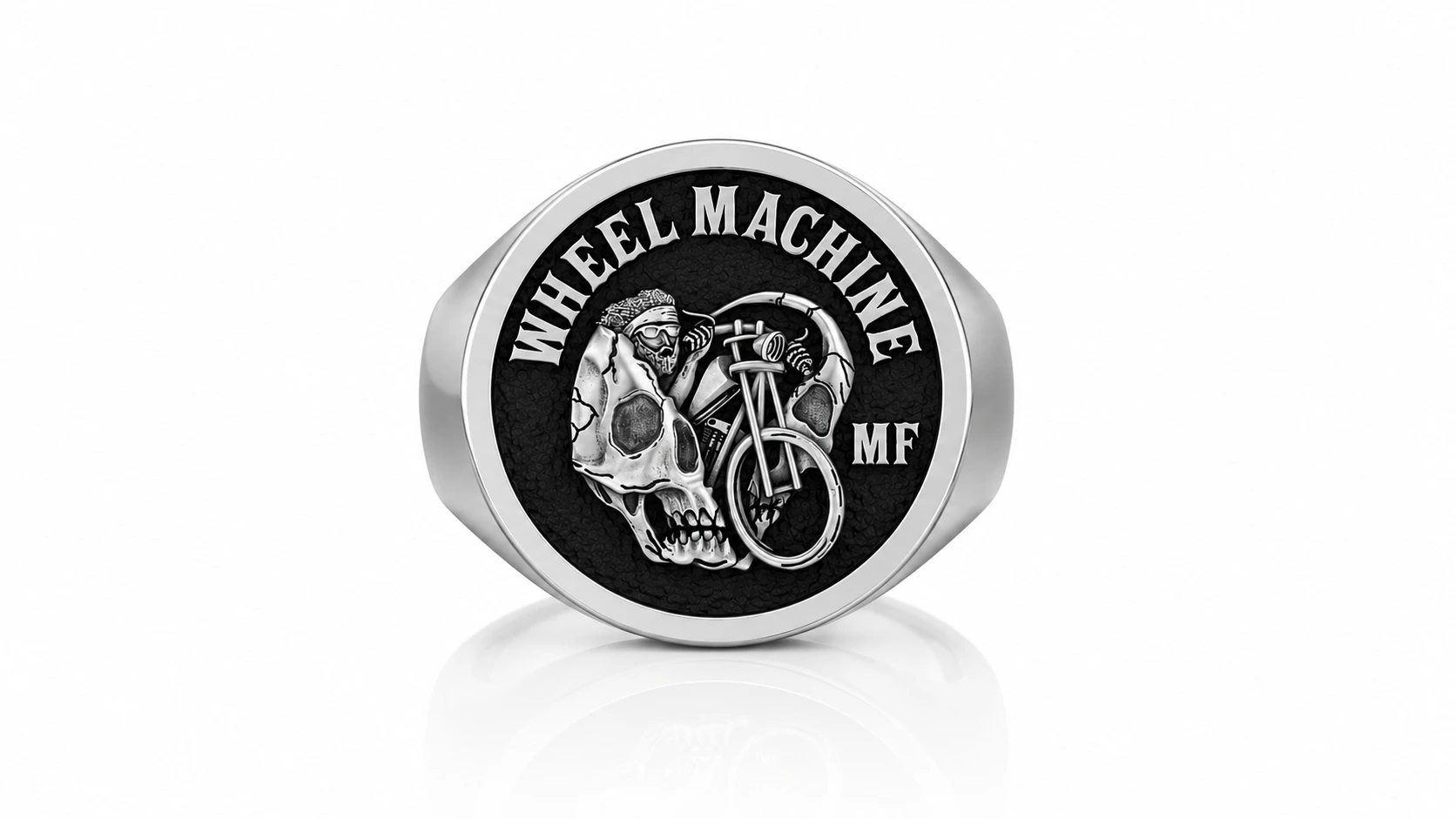 Custom Motorcycle Club Signet Ring-Personalized Biker Ring-Sterling Silver 