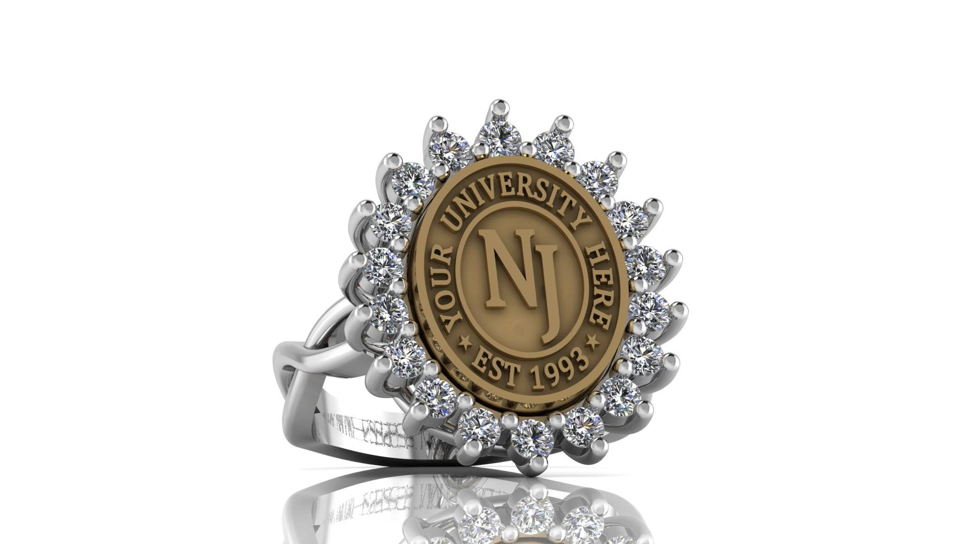 Custom University Class Ring • Personalized College Graduation Ring • Gold