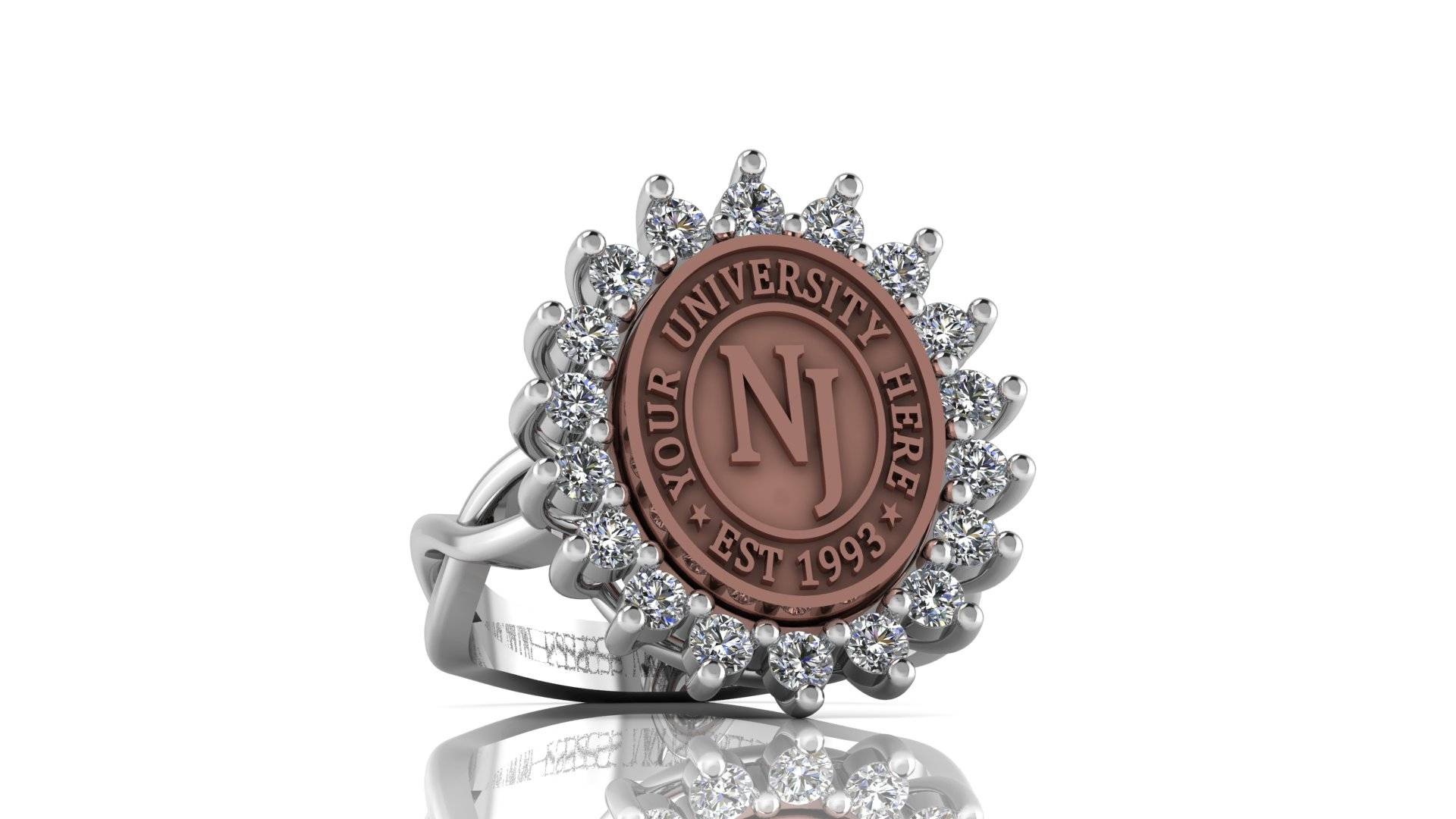 Custom University Class Ring • Personalized College Graduation Ring • Gold