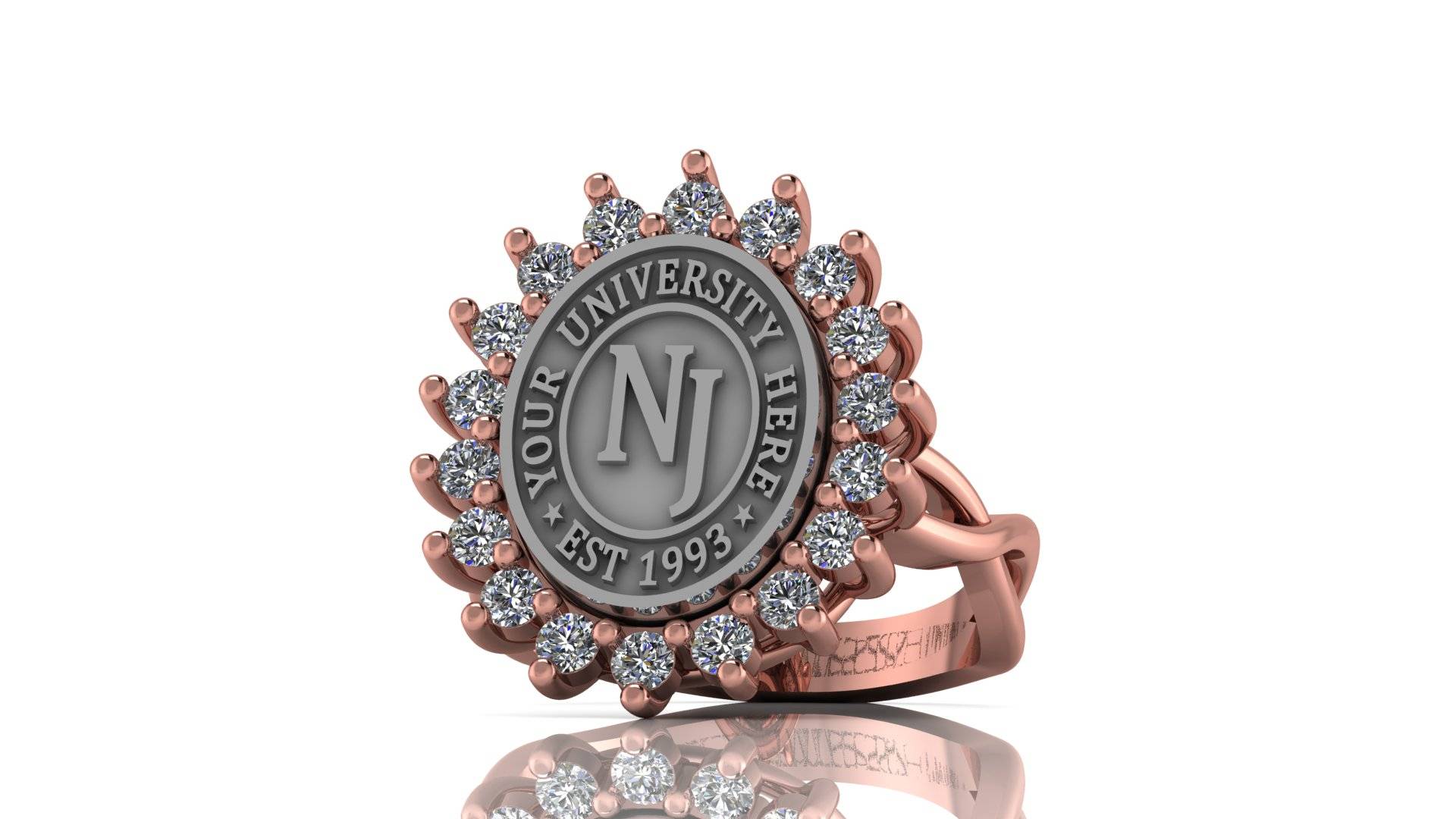 Custom University Class Ring • Personalized College Graduation Ring • Gold