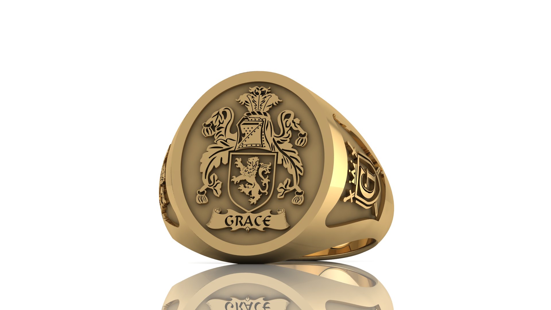 Custom University Class Ring • Personalized College Graduation Ring • Gold 