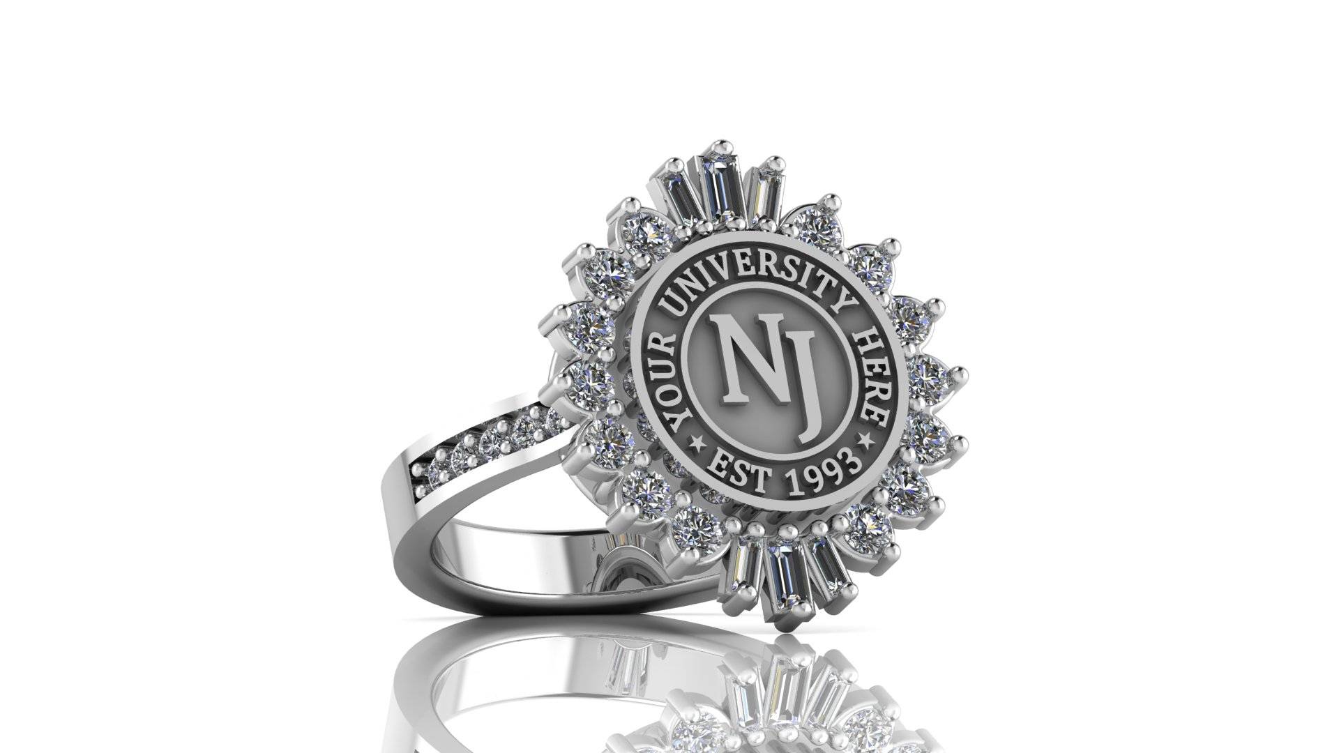 Custom University Class Ring • Personalized College Graduation Ring • Gold