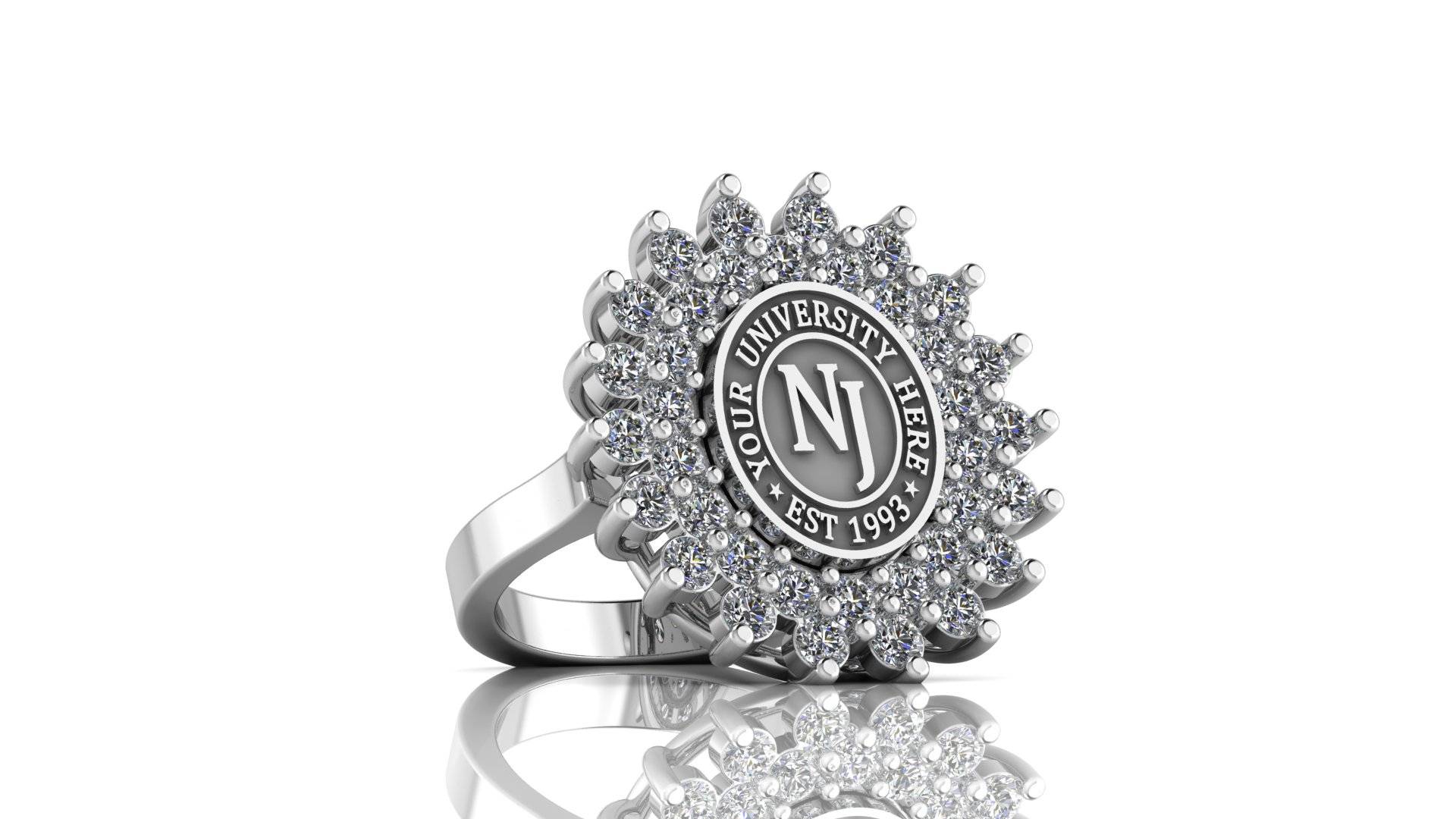 Custom University Class Ring • Personalized College Graduation Ring • Gold