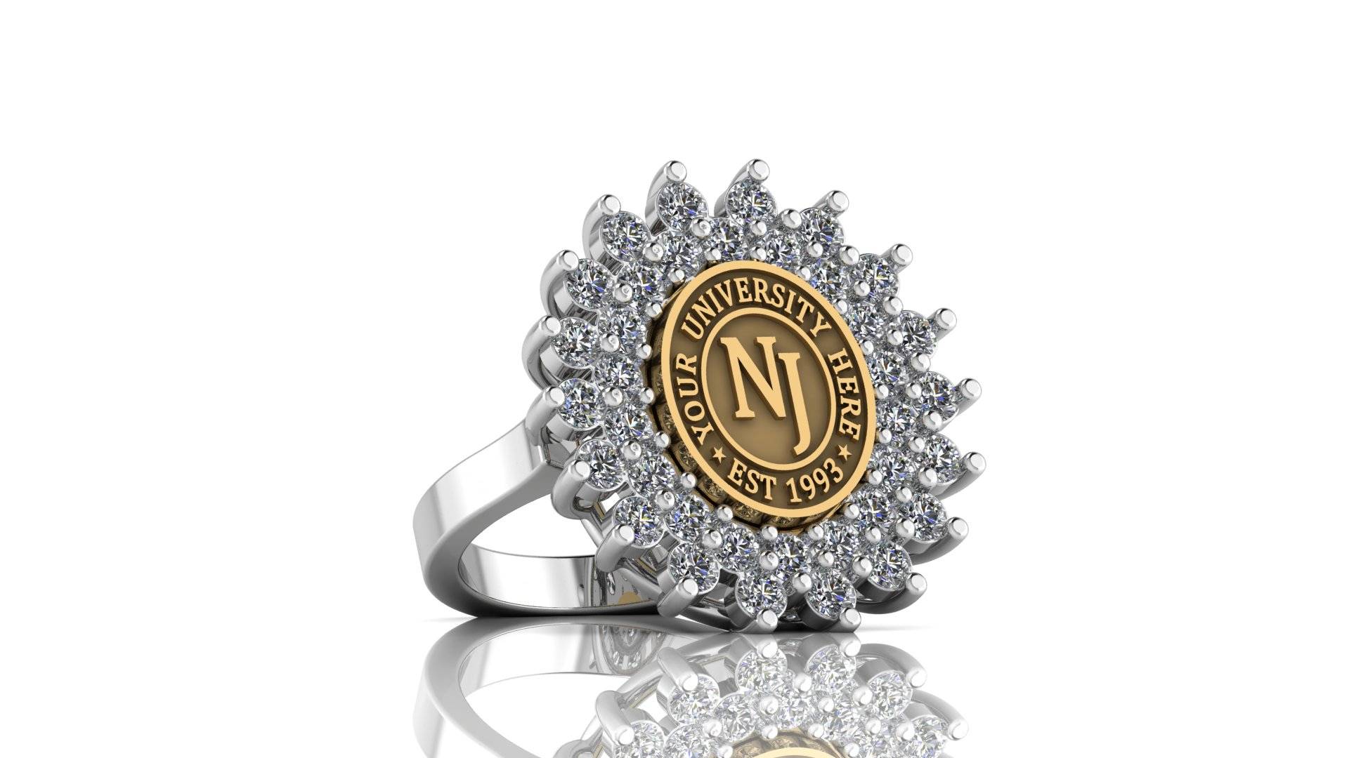 Custom University Class Ring • Personalized College Graduation Ring • Gold