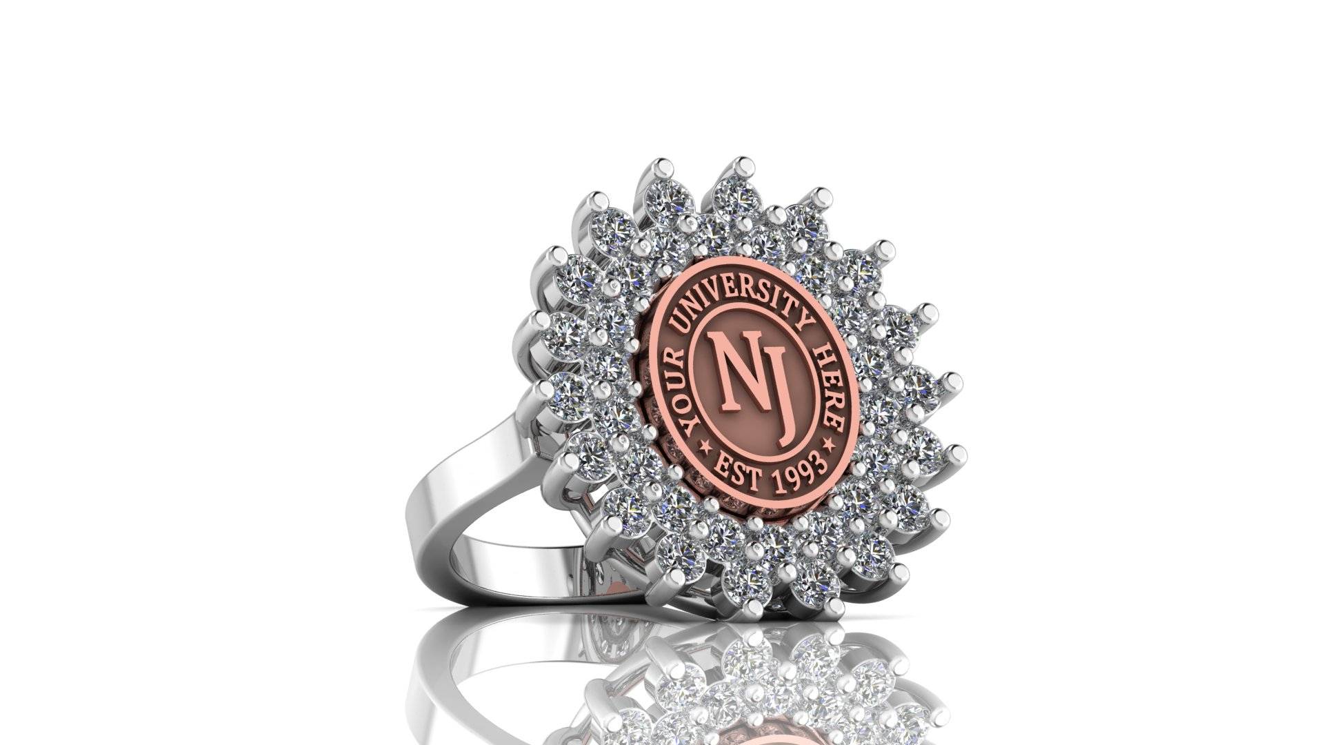 Custom University Class Ring • Personalized College Graduation Ring • Gold