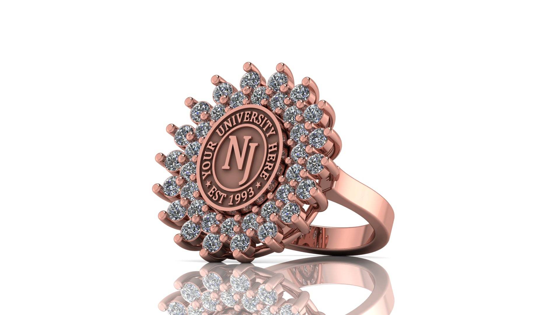 Custom University Class Ring • Personalized College Graduation Ring • Gold