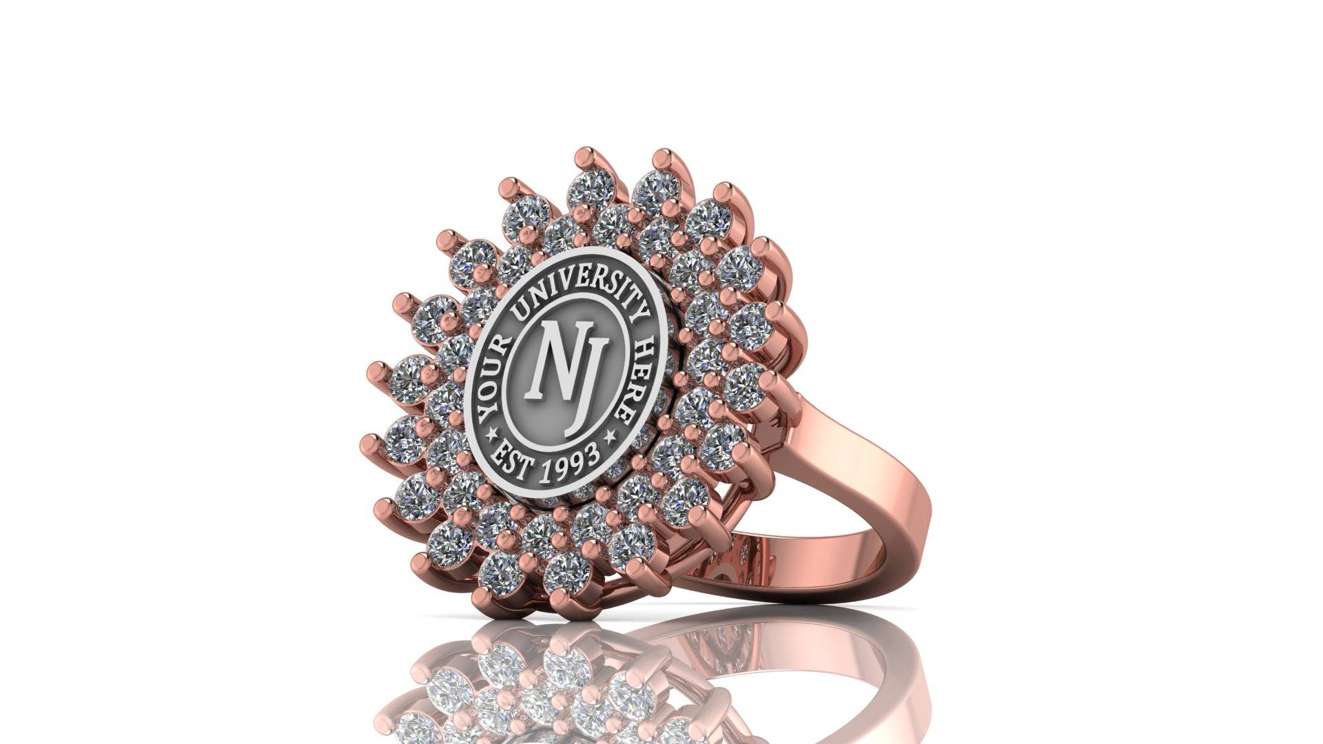 Custom University Class Ring • Personalized College Graduation Ring • Gold