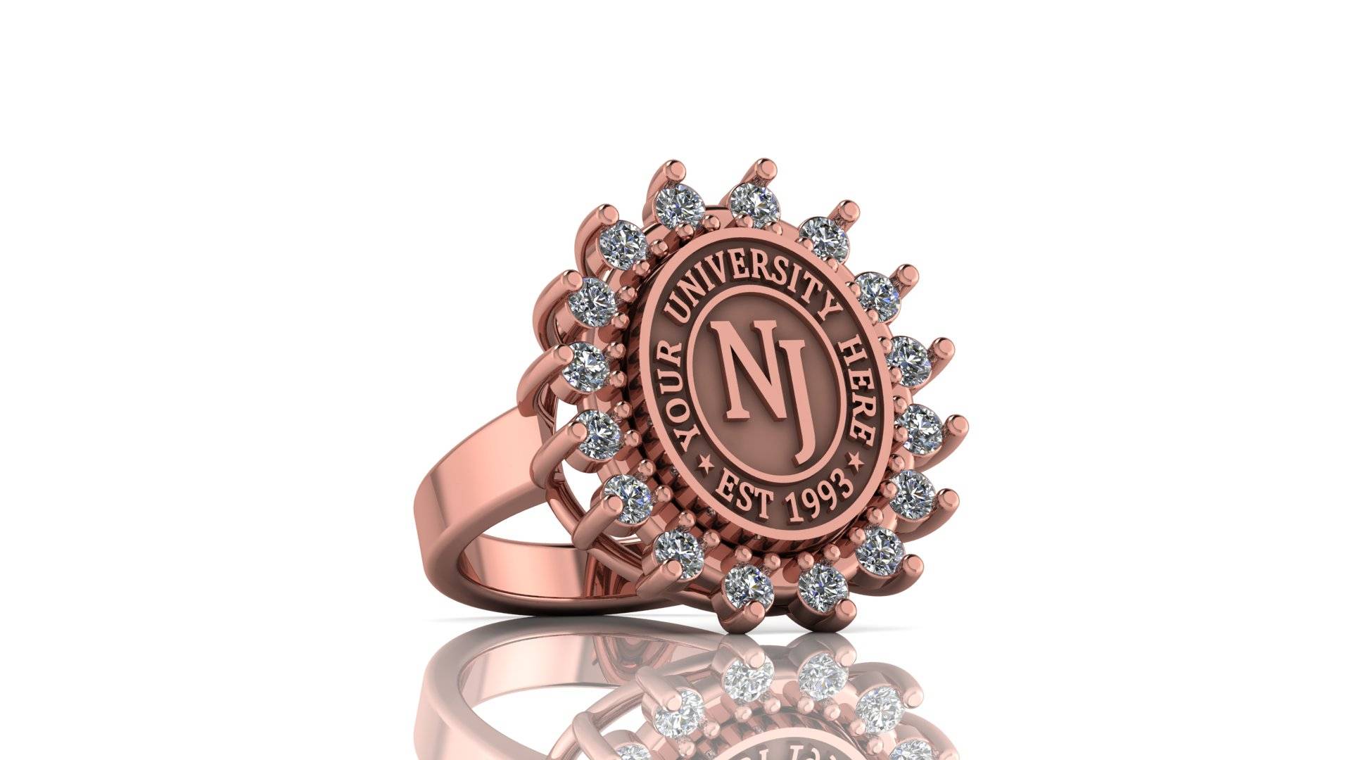 Custom University Class Ring • Personalized College Graduation Ring • Gold