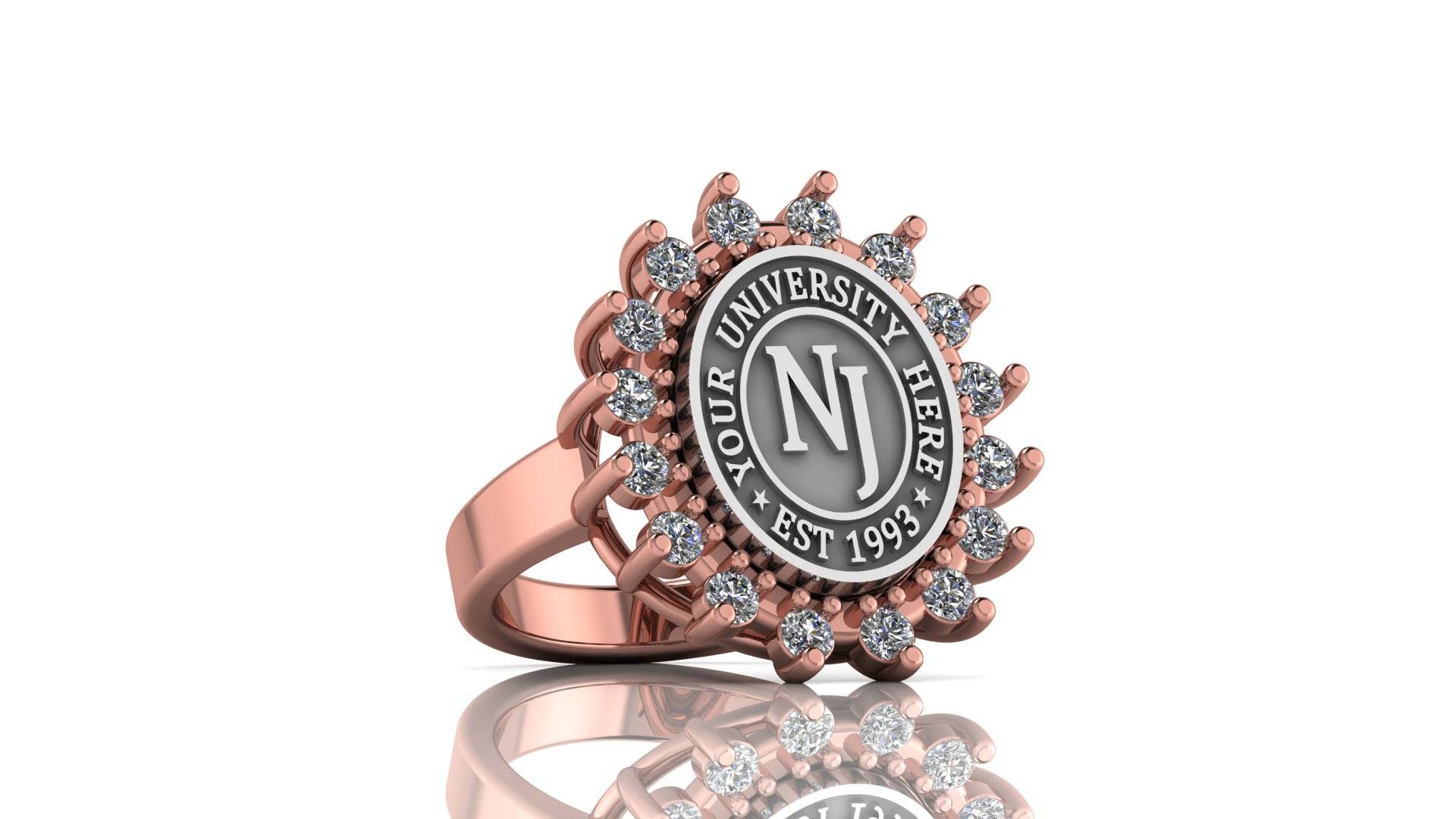 Custom University Class Ring • Personalized College Graduation Ring • Gold