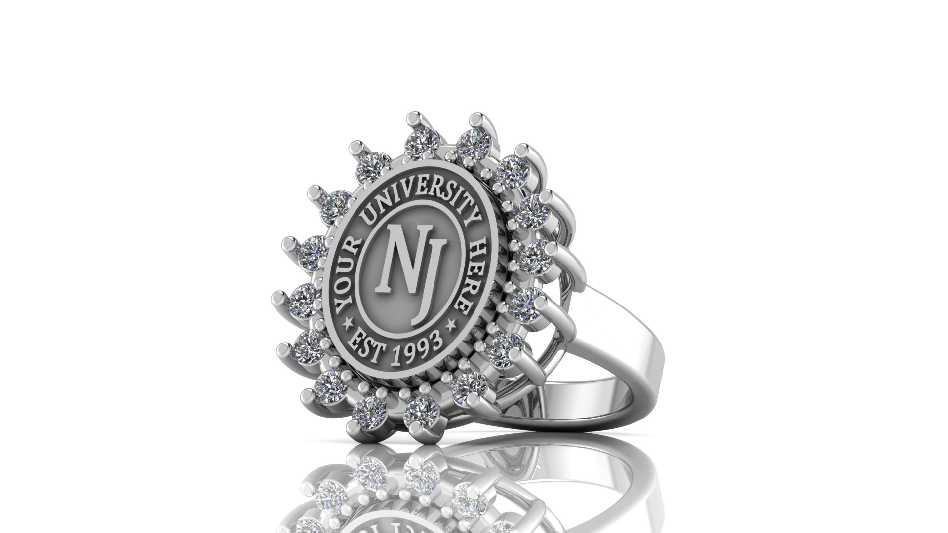 Custom University Class Ring • Personalized College Graduation Ring • Gold