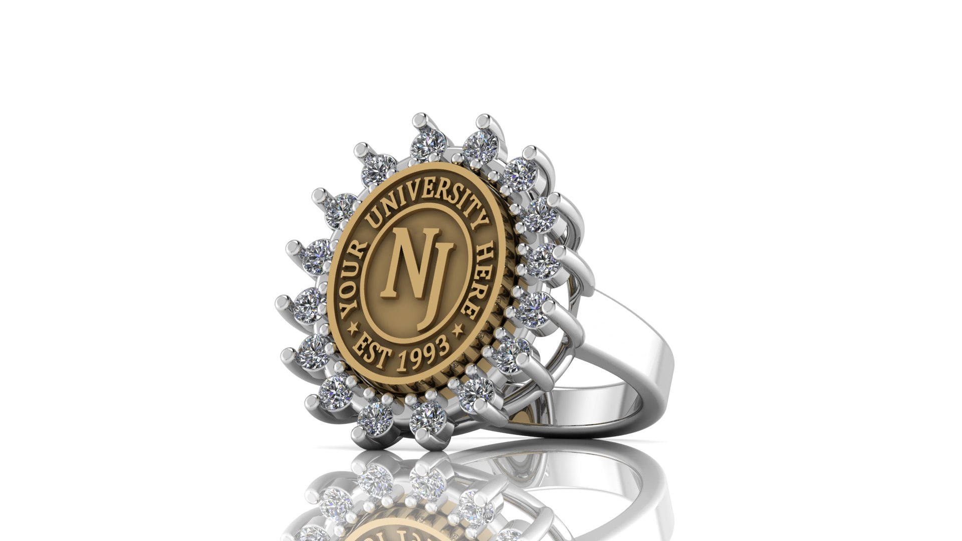 Custom University Class Ring • Personalized College Graduation Ring • Gold