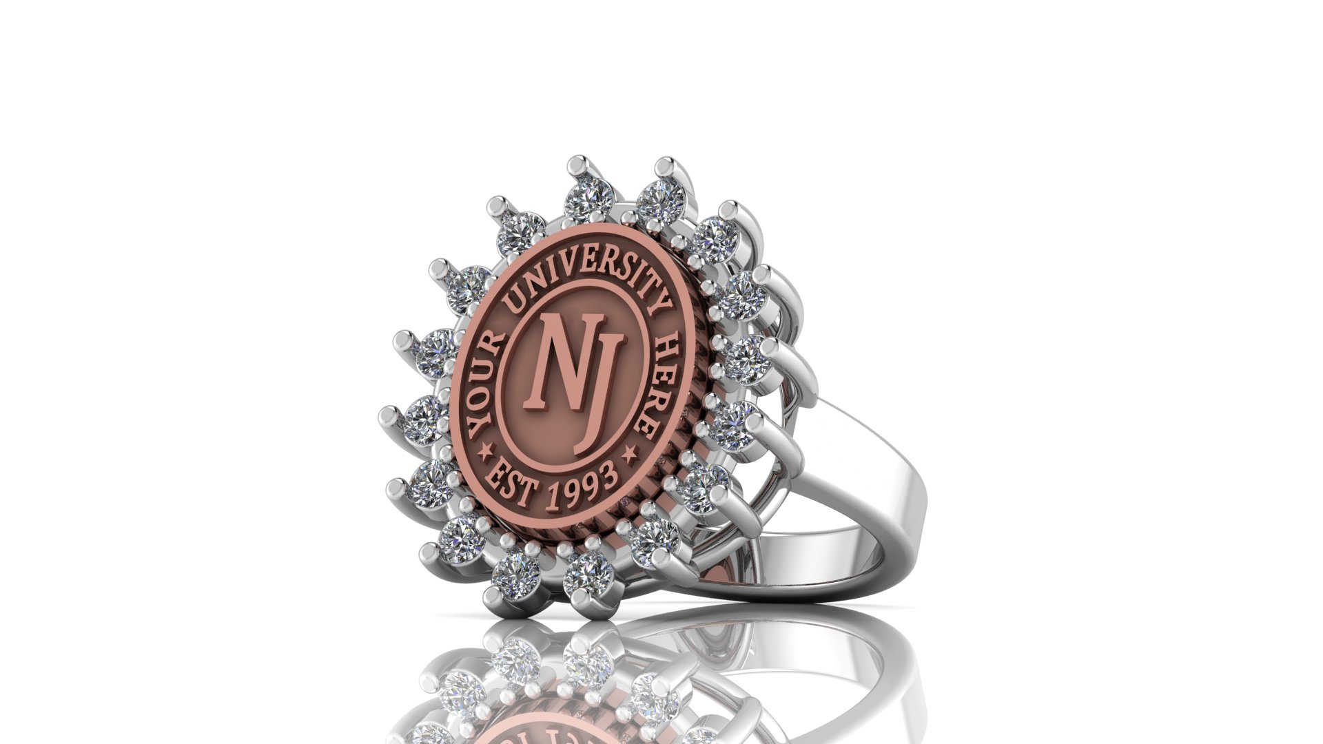 Custom University Class Ring • Personalized College Graduation Ring • Gold