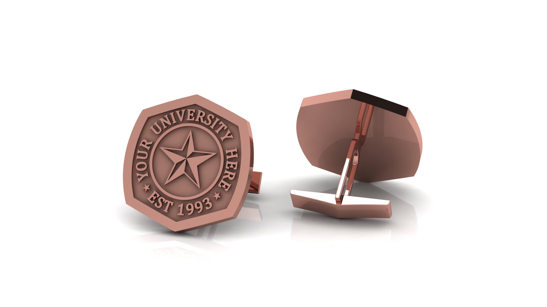 Elegant Personalized University Cufflinks in Gold