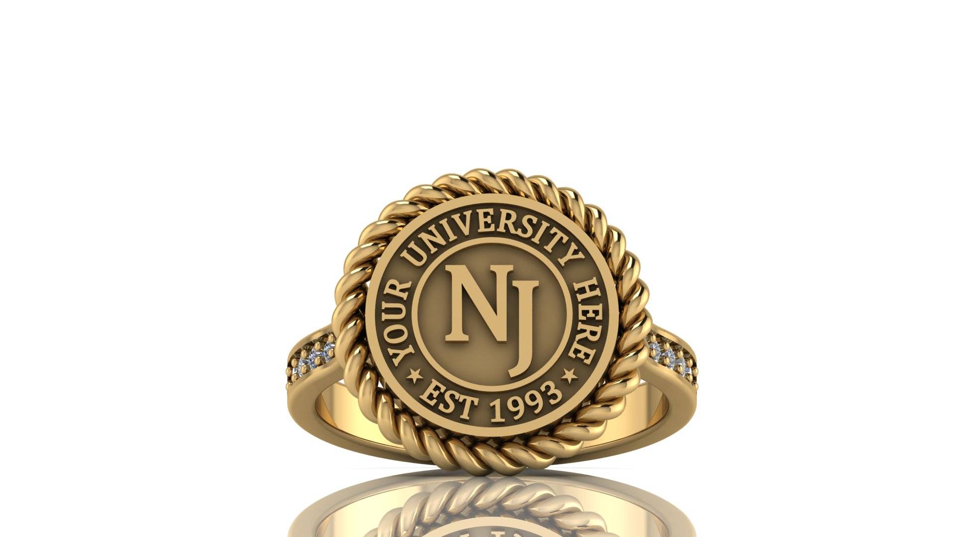 Elegant Gold & Silver College Class Ring