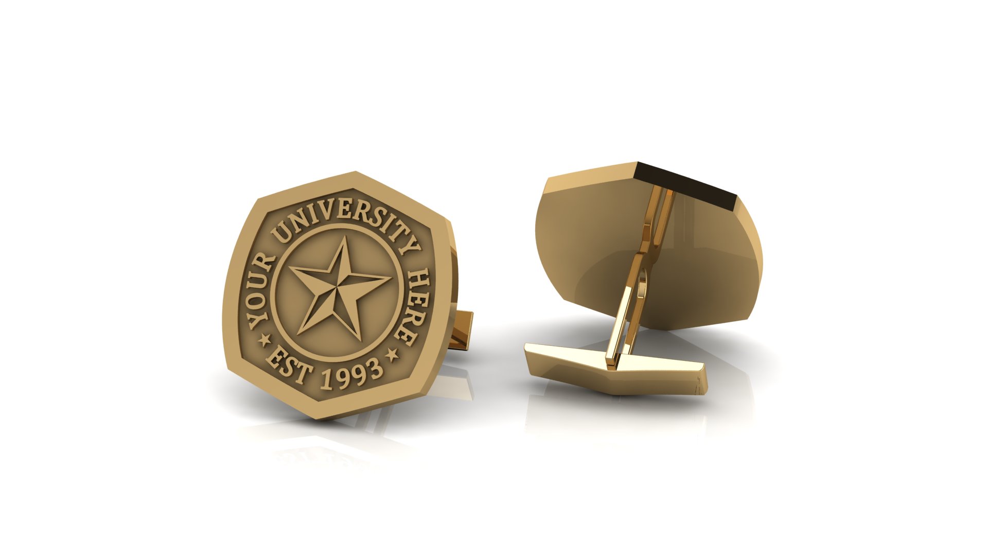 Elegant Personalized University Cufflinks in Gold