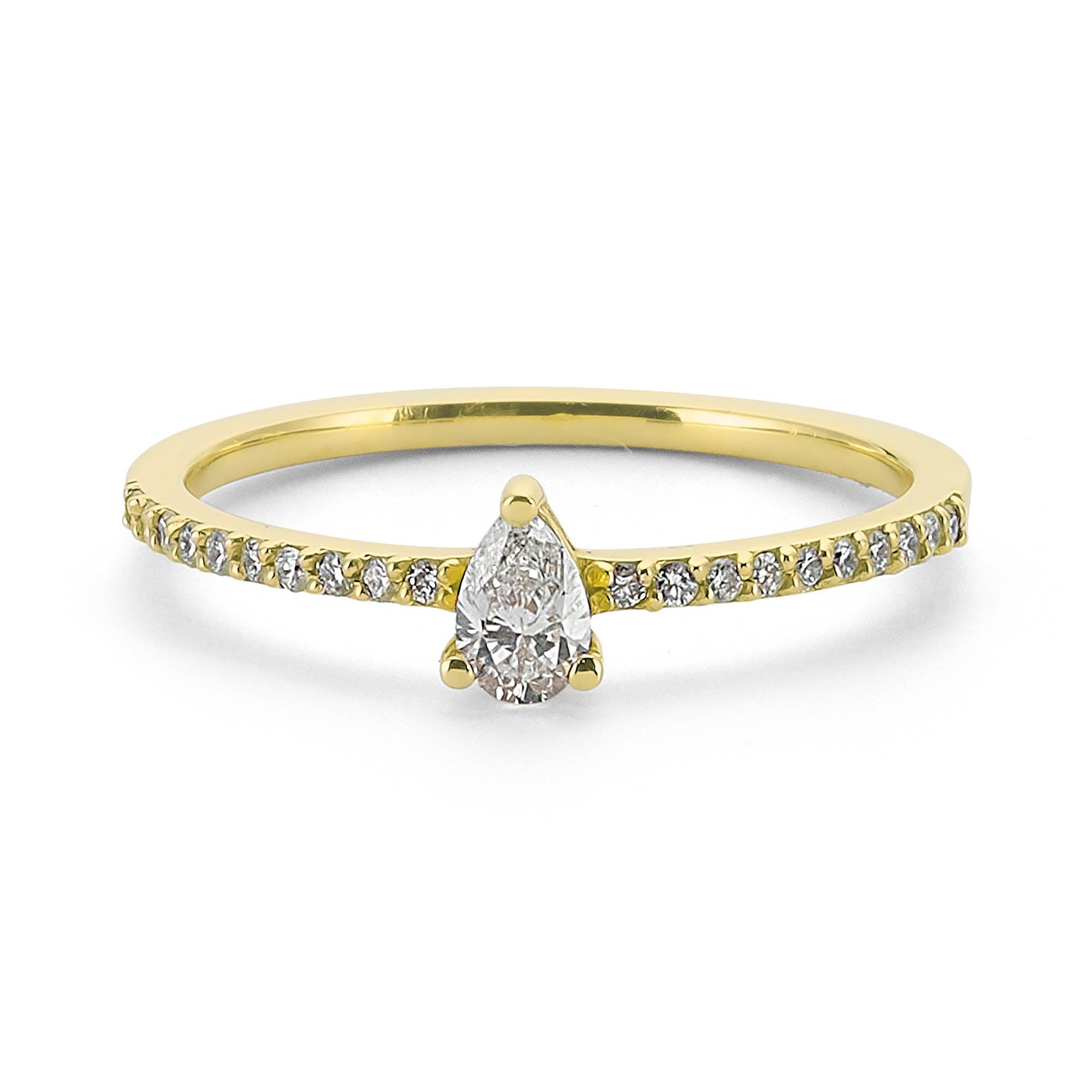 Pear Cut Diamond Engagement Ring in Gold