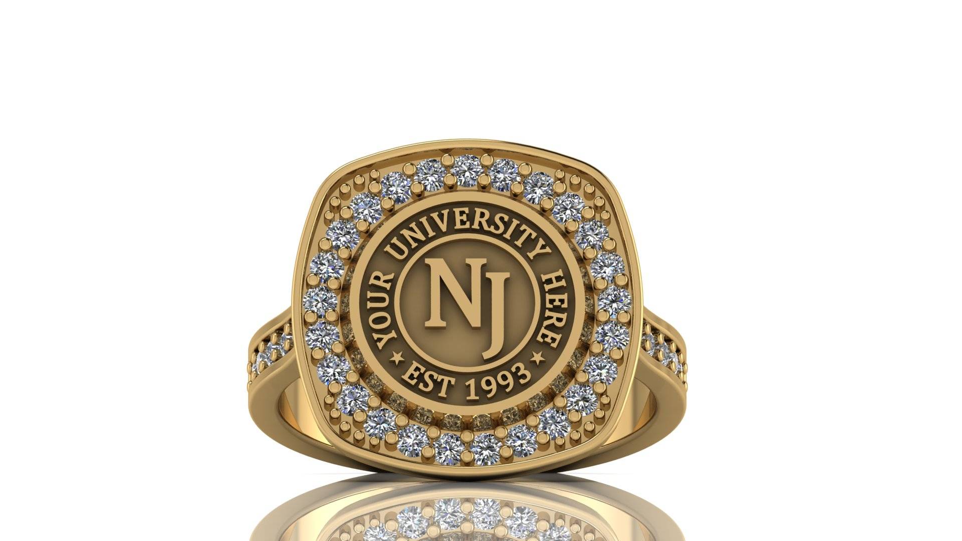 Personalized Gold & Silver College Ring