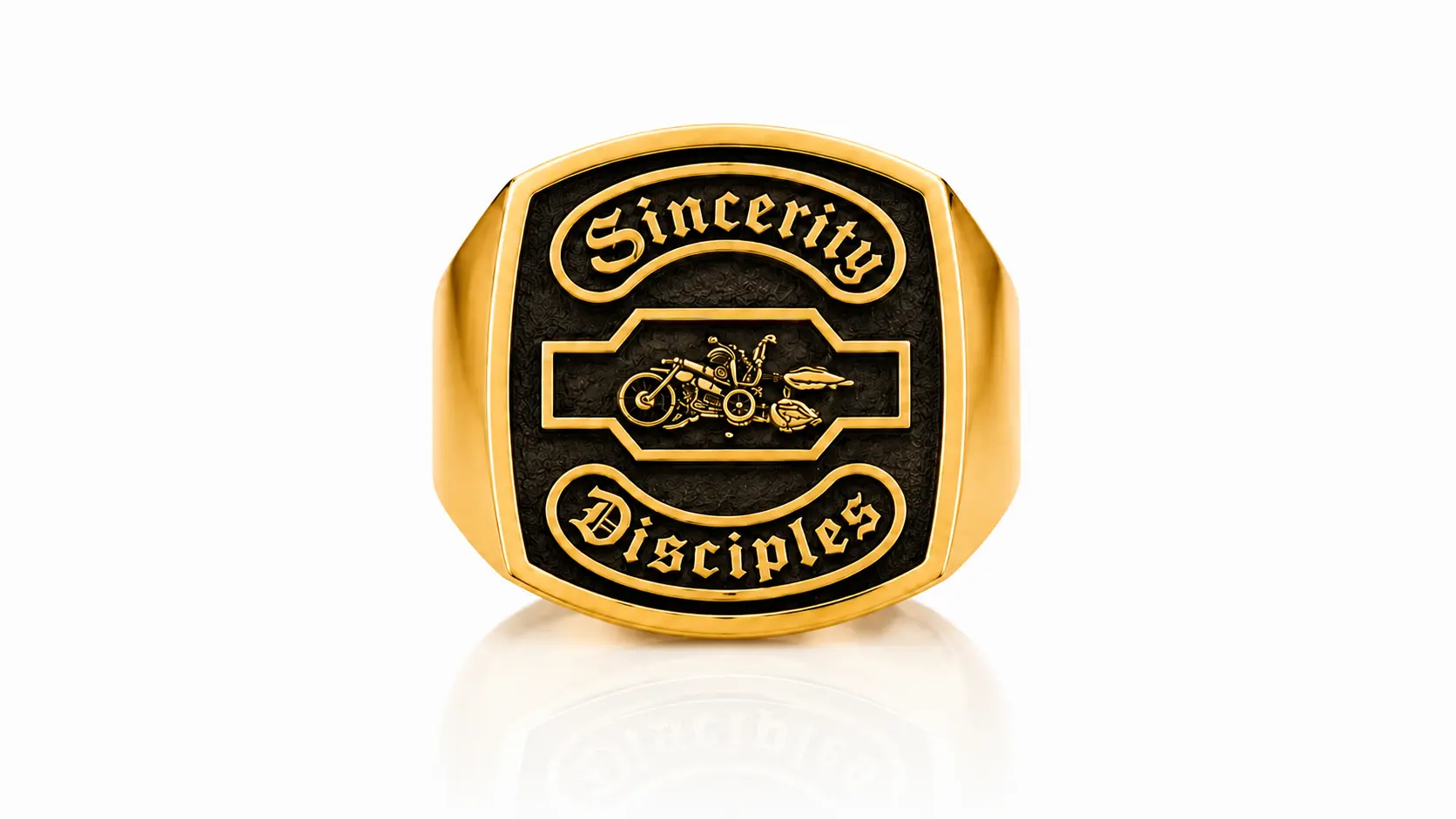 Personalized Motorcycle Club Ring-Custom Biker Signet Ring for Men