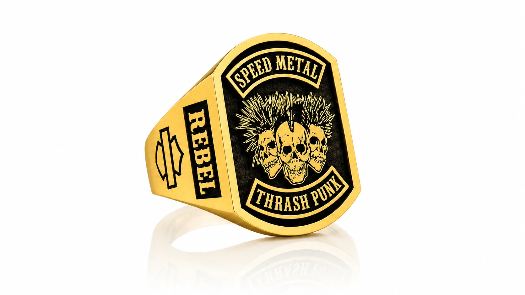 Personalized Motorcycle Club Ring-Custom Biker Signet Ring for Men
