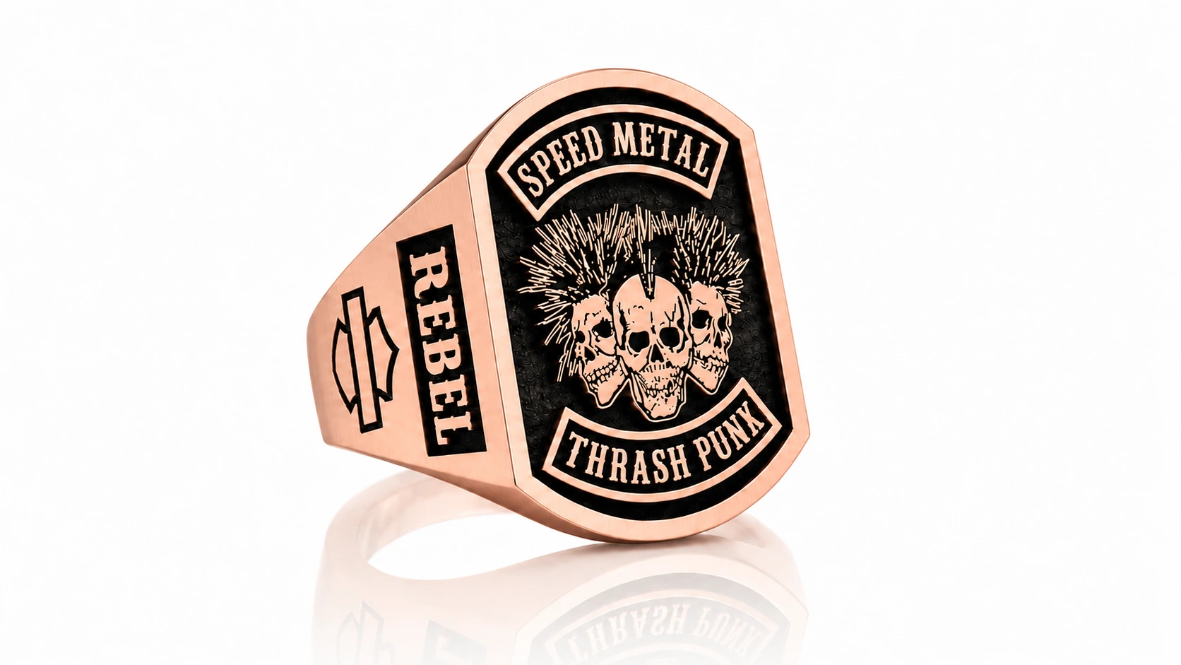 Personalized Motorcycle Club Ring-Custom Biker Signet Ring for Men