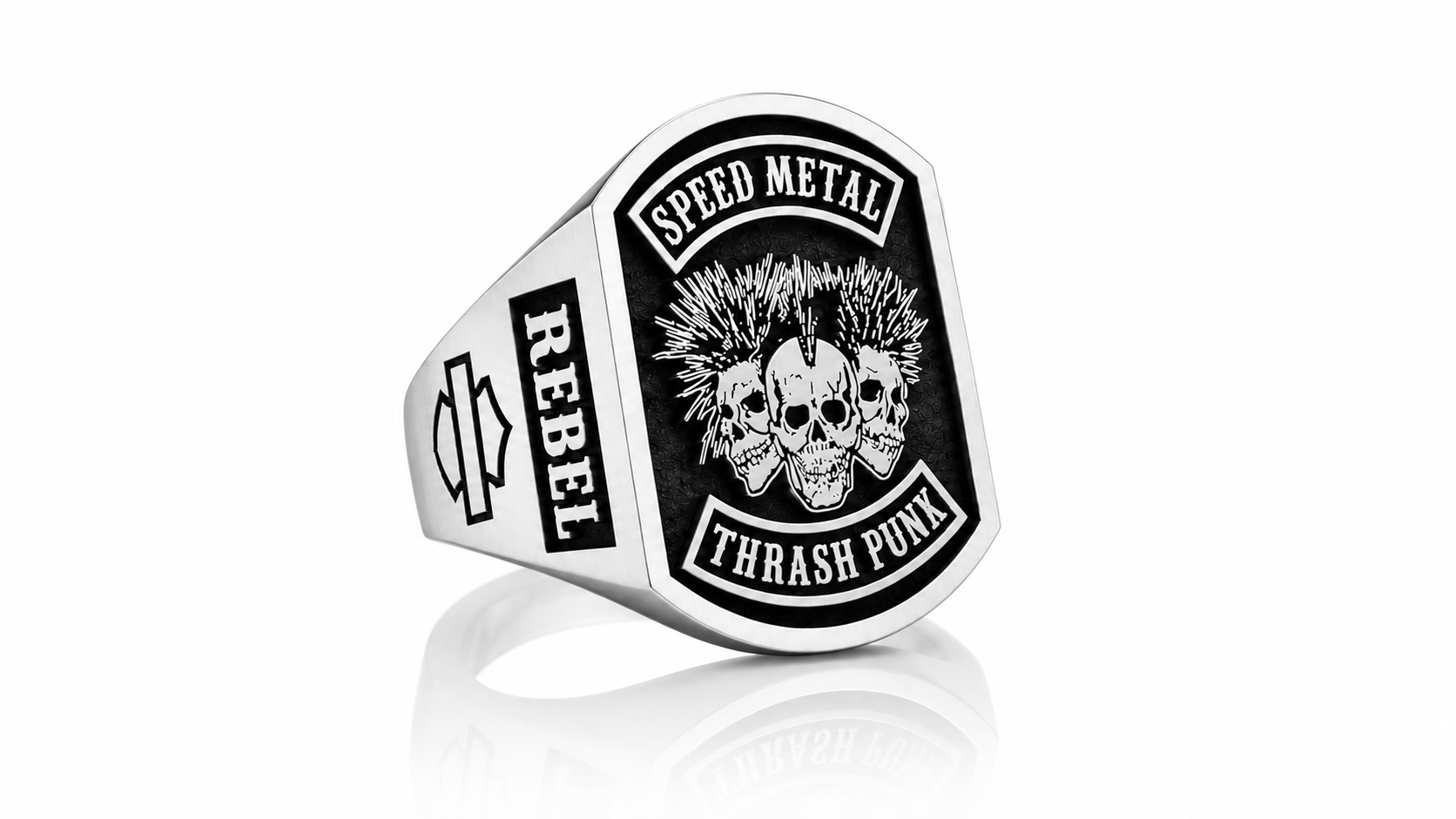 Personalized Motorcycle Club Ring-Custom Biker Signet Ring for Men