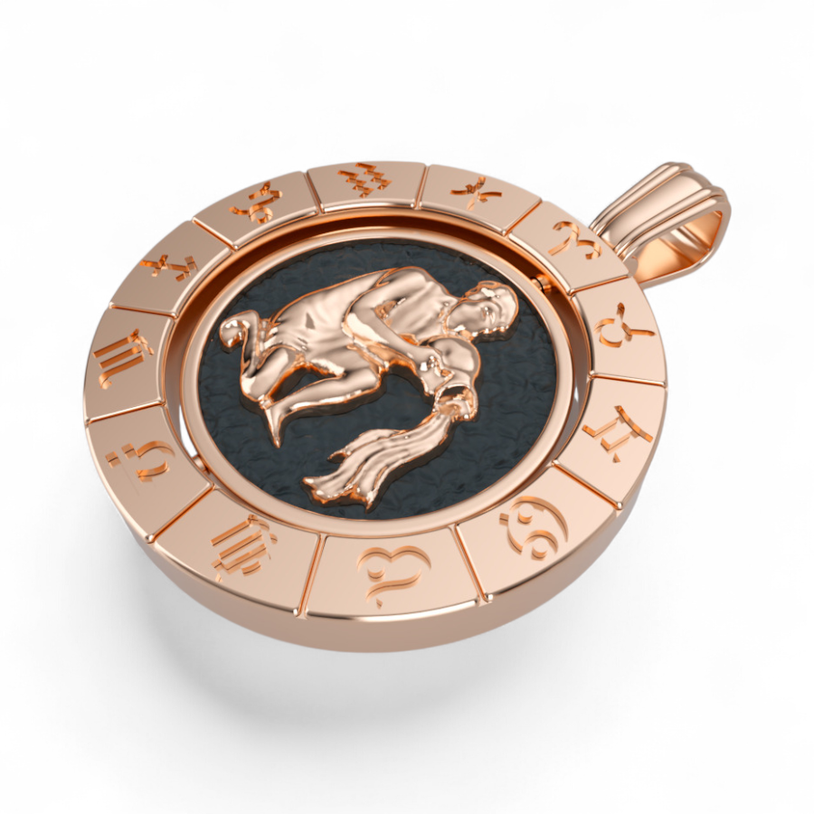Aries Zodiac Medallion Necklace with Red Stone – Style 2