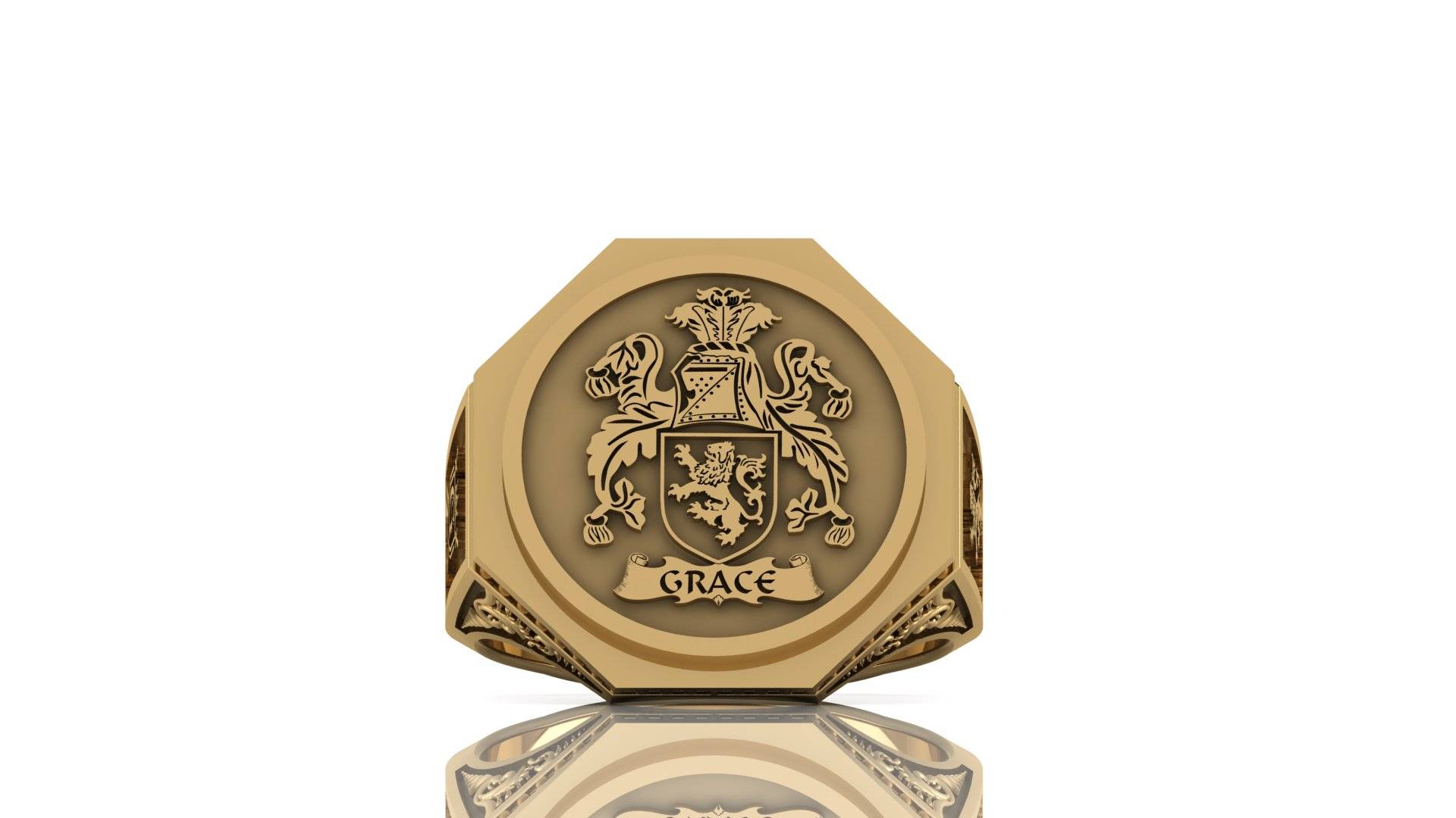 Premium Engraved Crest Signet Ring