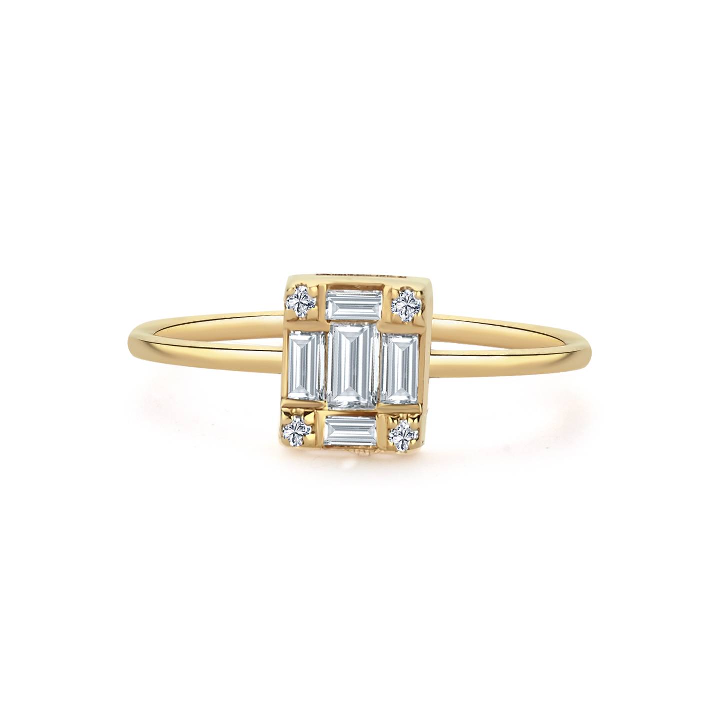 Small Baguette Diamond Square Ring