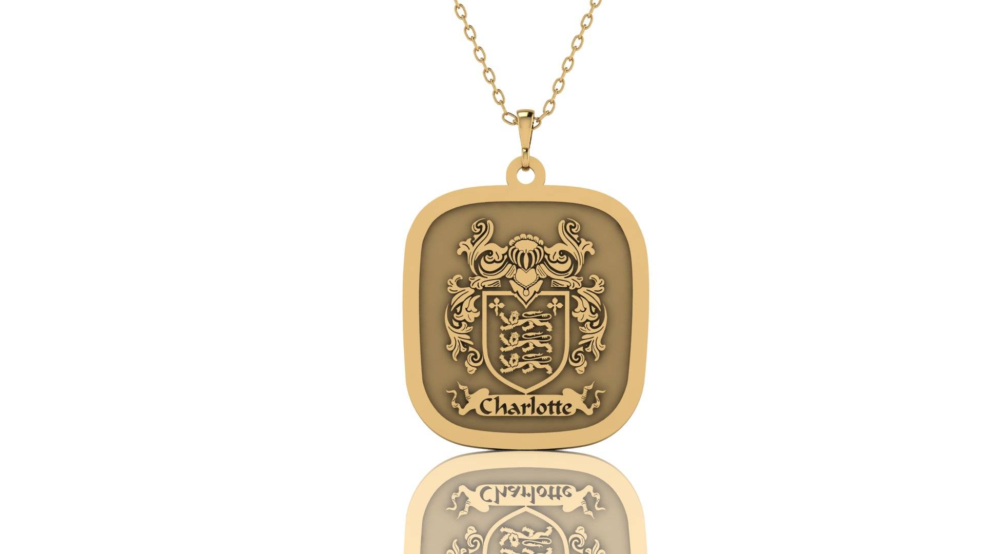Square Family Crest Necklace – Custom Gold or Silver Pendant | Personalized