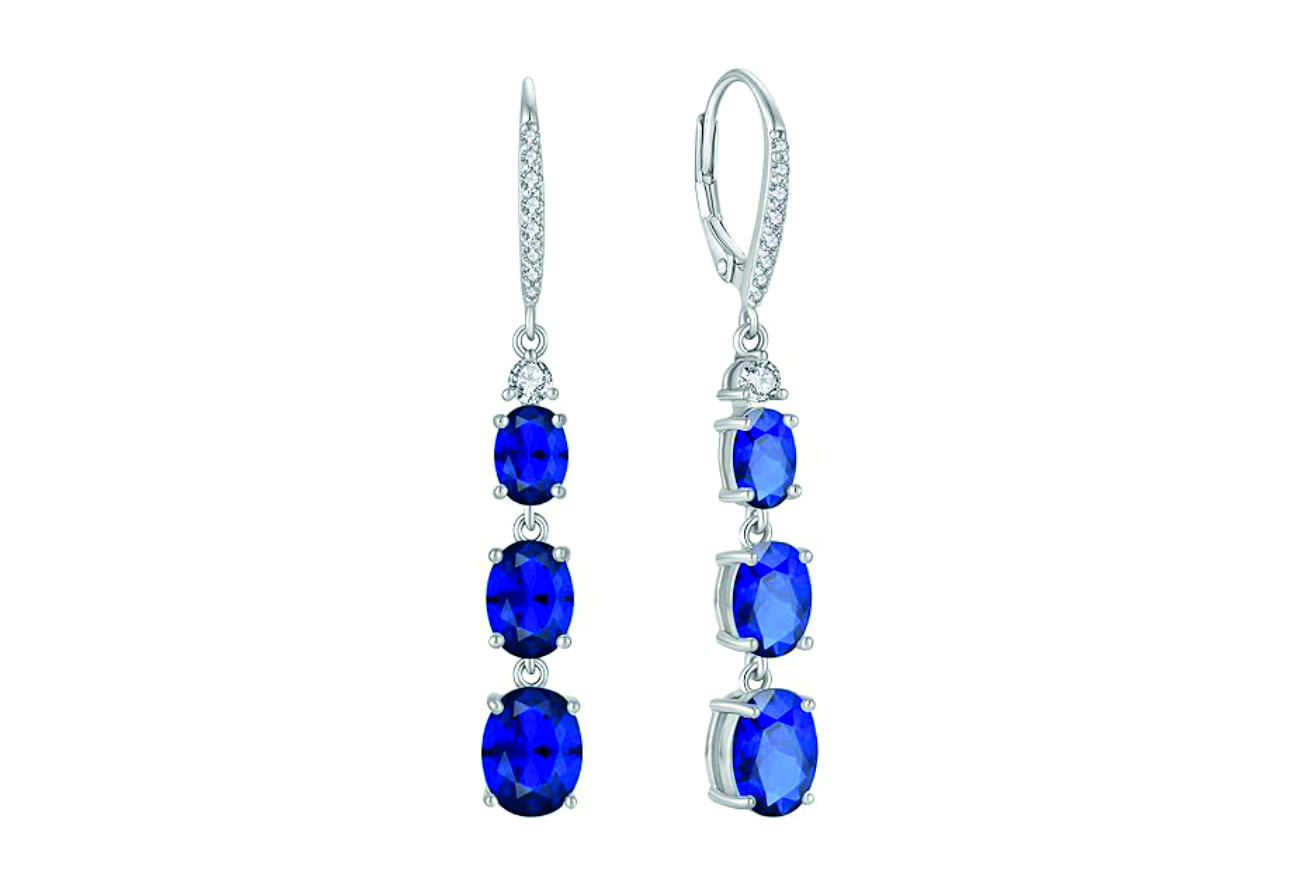 Sterling Silver Emerald Cut Drop Earrings – Cubic Zirconia – Style 1