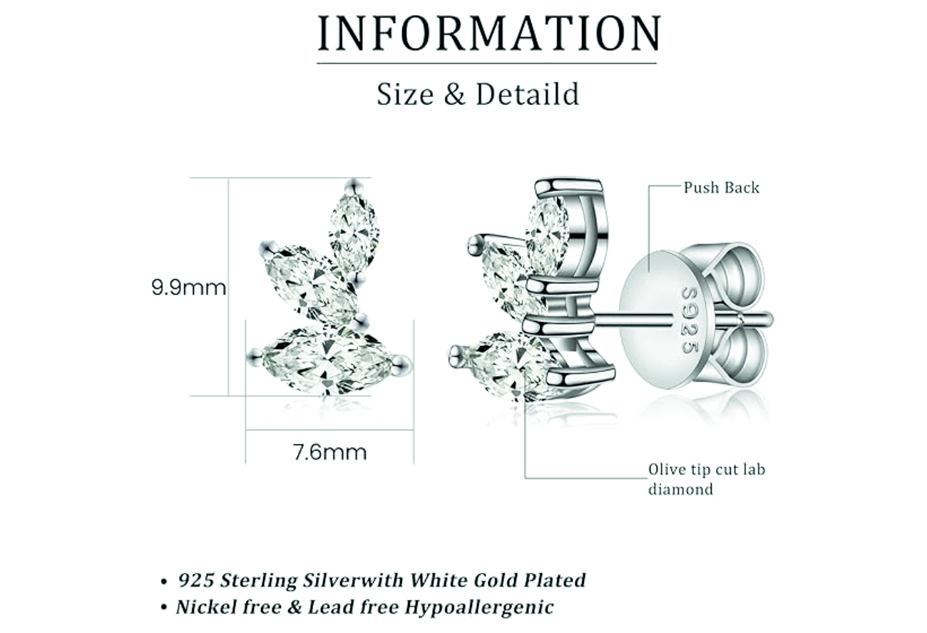 Sterling Silver Emerald Cut Drop Earrings – Cubic Zirconia – Style 2