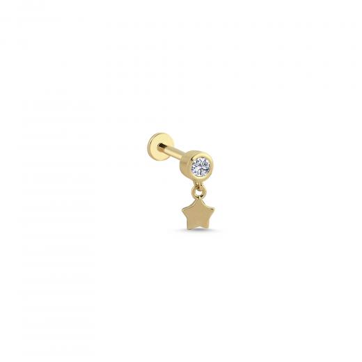 14k Diamond Dangle Star Tragus Earring