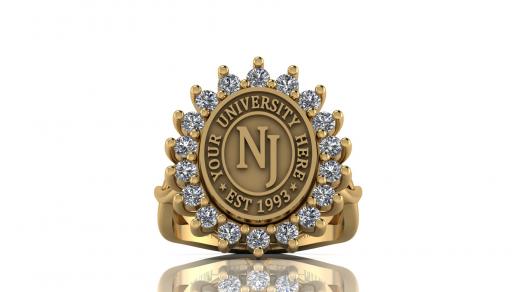 Custom University Class Ring • Personalized College Graduation Ring • Gold 