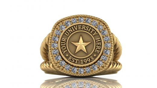 Custom University Class Ring • Personalized College Graduation Ring • Gold 