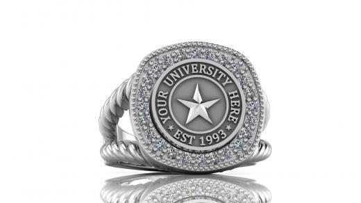 Custom University Class Ring • Personalized College Graduation Ring • Gold 