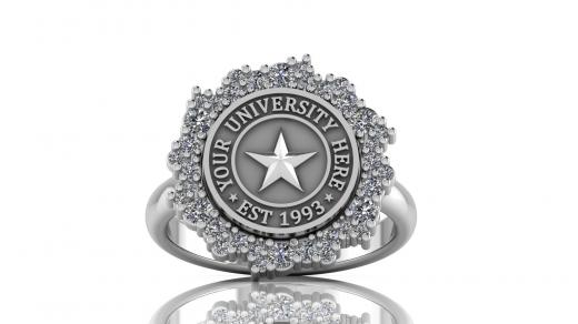 Custom University Class Ring • Personalized College Graduation Ring • Gold 