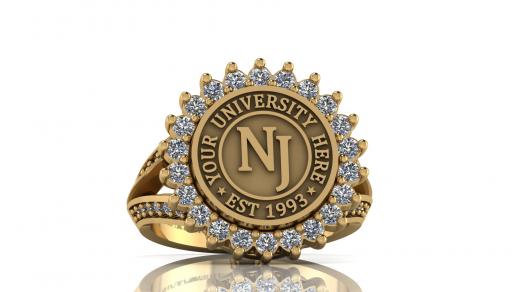Custom University Class Ring • Personalized College Graduation Ring • Gold 